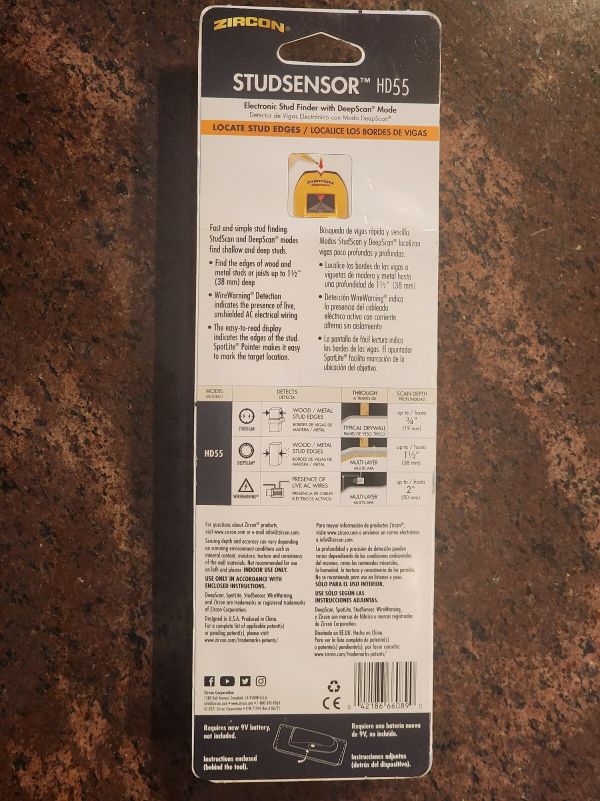 Zircon StudSensor HD55 Metal & Wood Stud Finder with Deep Scan