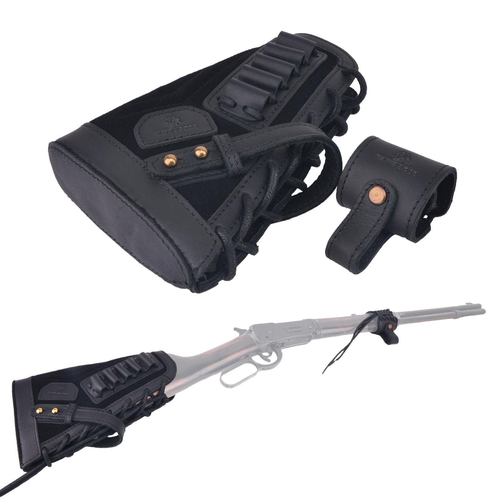 Leather Gun Buttstock with Sling Barrel Mount No Drill Needed .30-30 .357