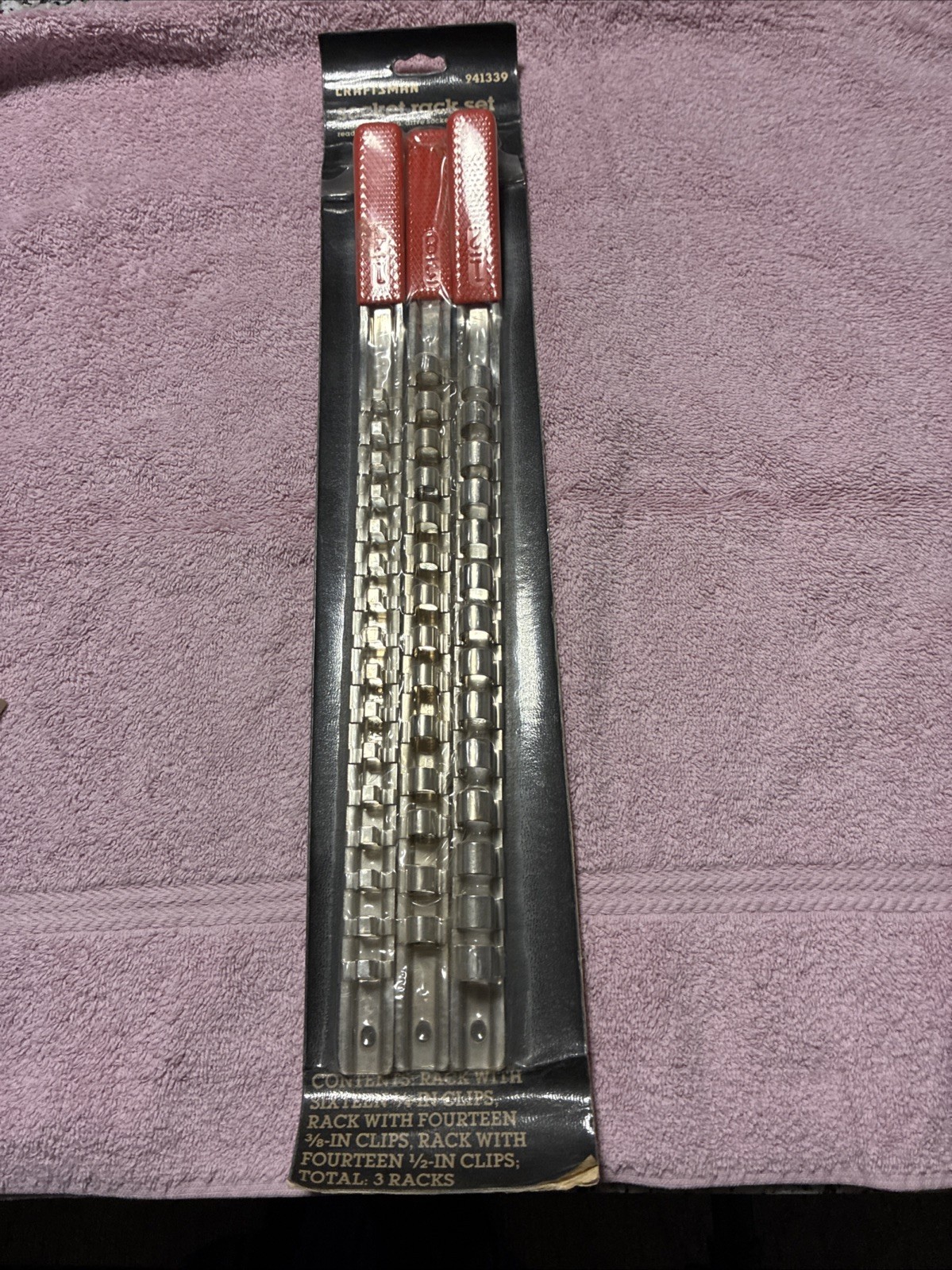 Vintage Lot Of 3 Craftsman 1/2”, 3/8”, 1/4" Socket Rack Rail Set Made In USA NOS