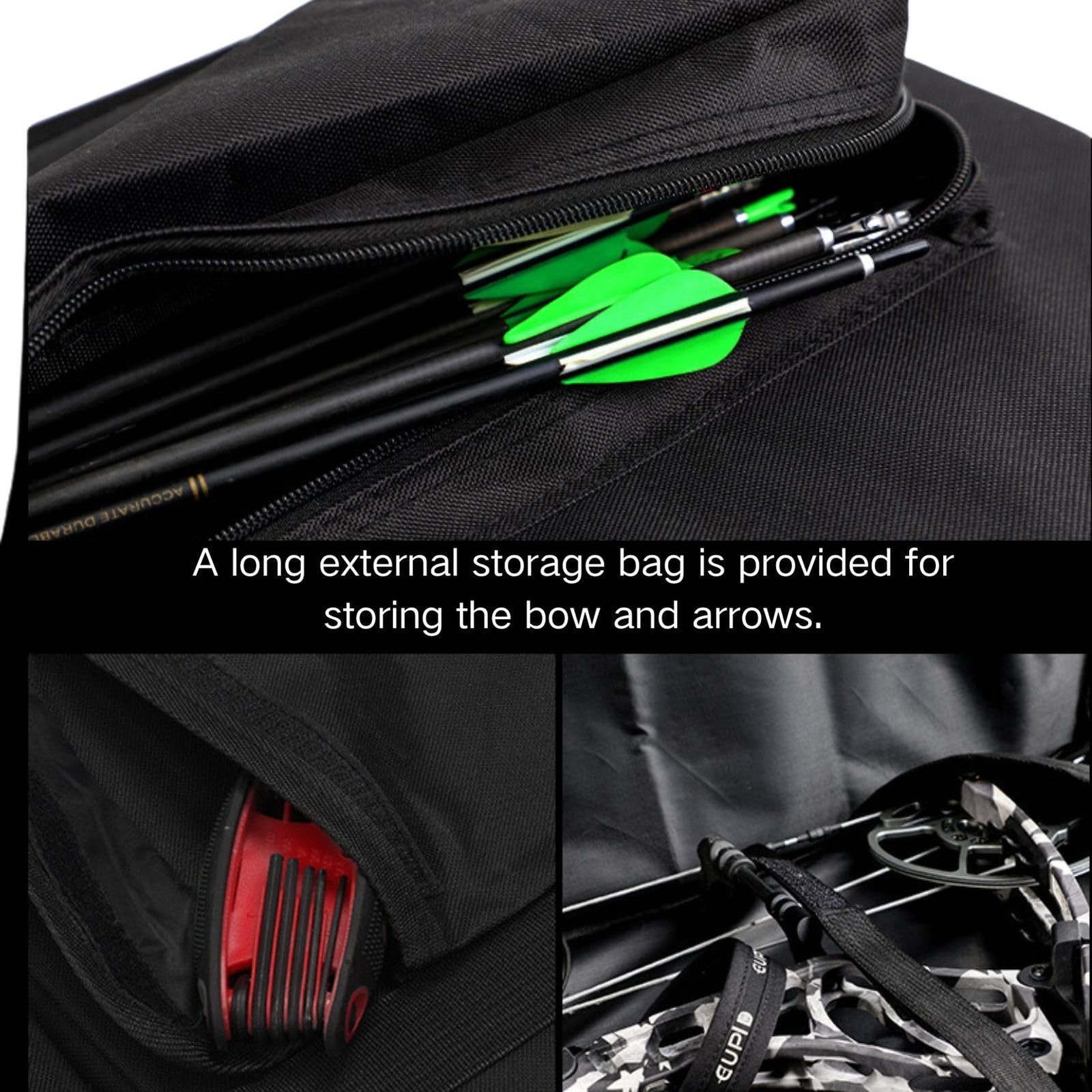 "45"" Compound Bow Case Soft Archery Bow Bag w/ Arrow Pocket Backpack Straps"