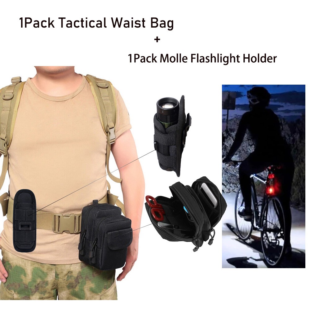 ​360° Rotatable Tactical Flashlight Holster Molle Pouches & Tactical Molle Pouch