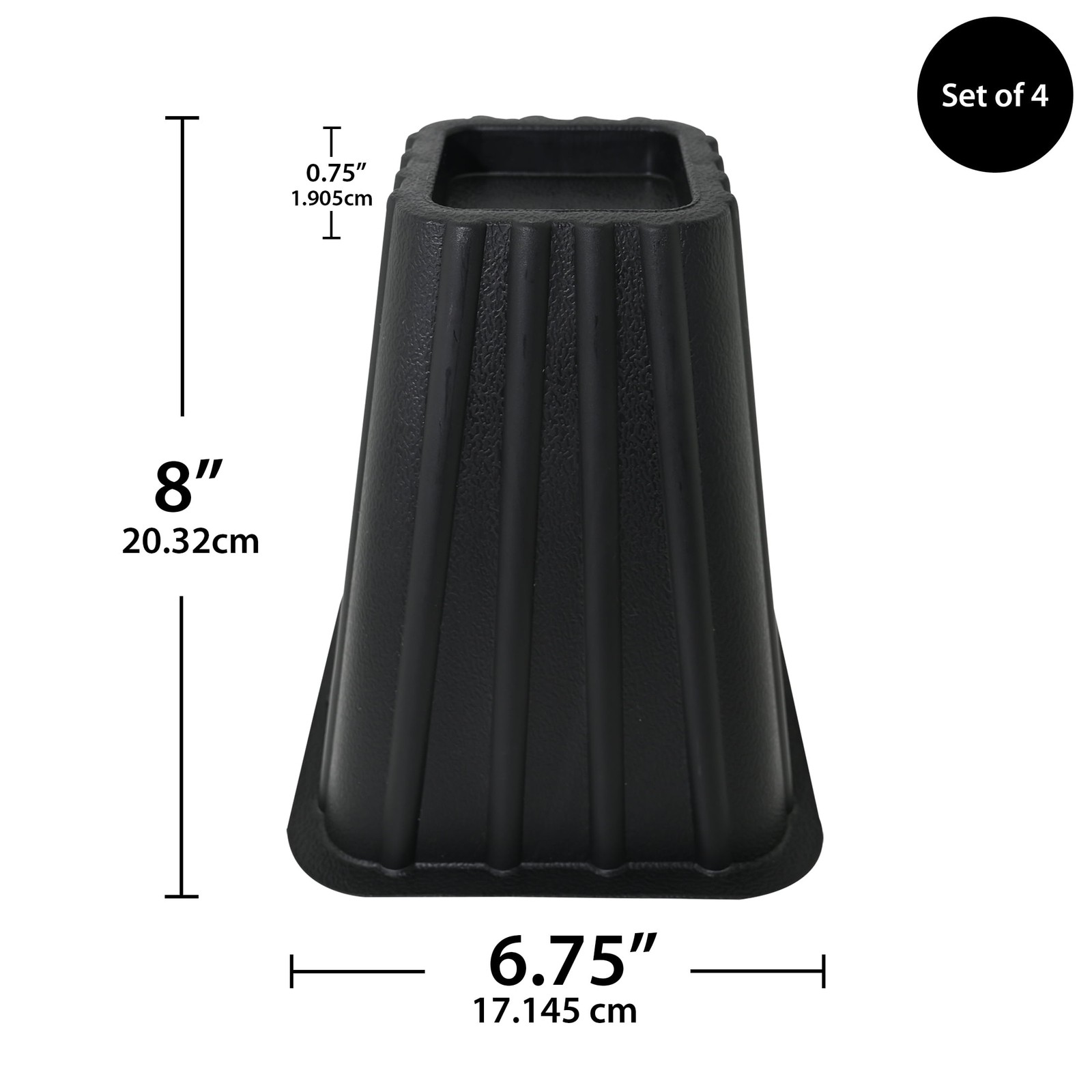 Home Management Tall Bed Risers, Black, 4-Pack, Perfect for A Four-post Bed