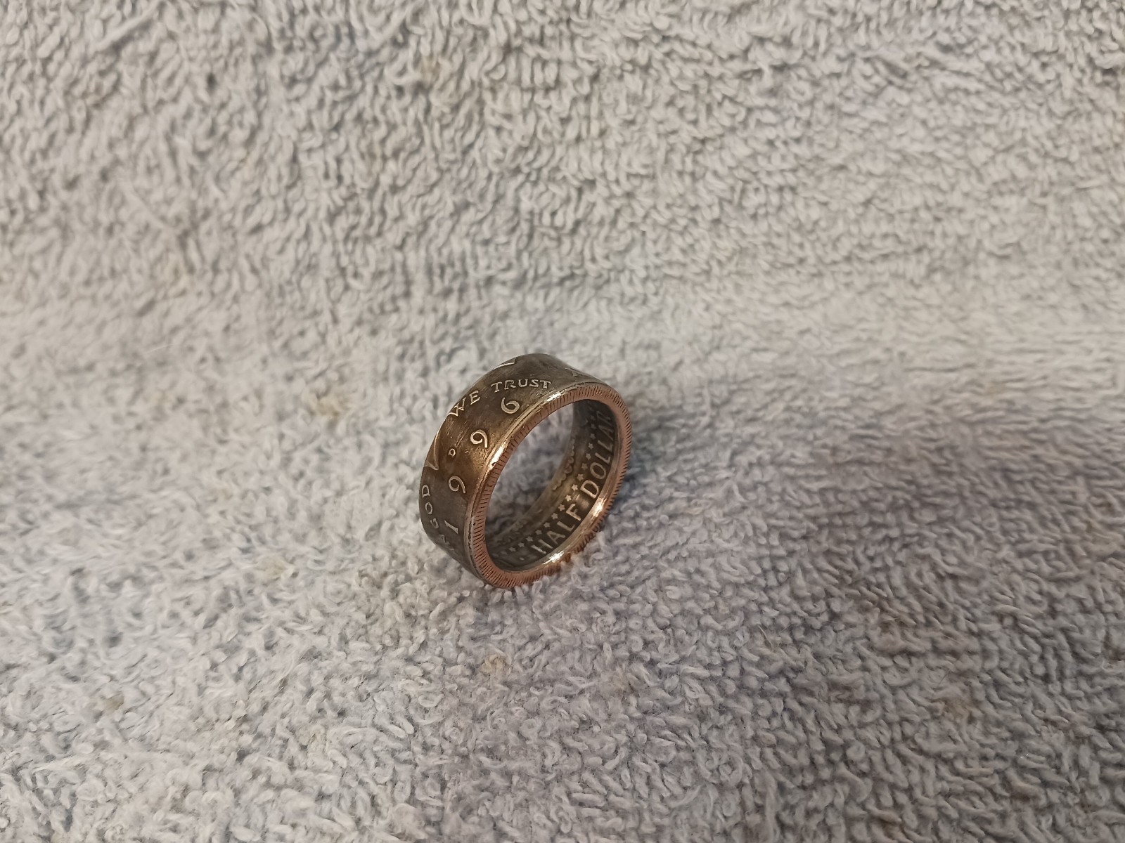 1996 Kennedy Half Dollars  size 9- 1/2 coin ring  handmade mixed metals