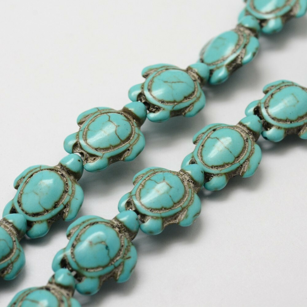 10 Turquoise Sea Turtle Beads 17mm Large Spacers Ocean Nautical Jewelry Supplies