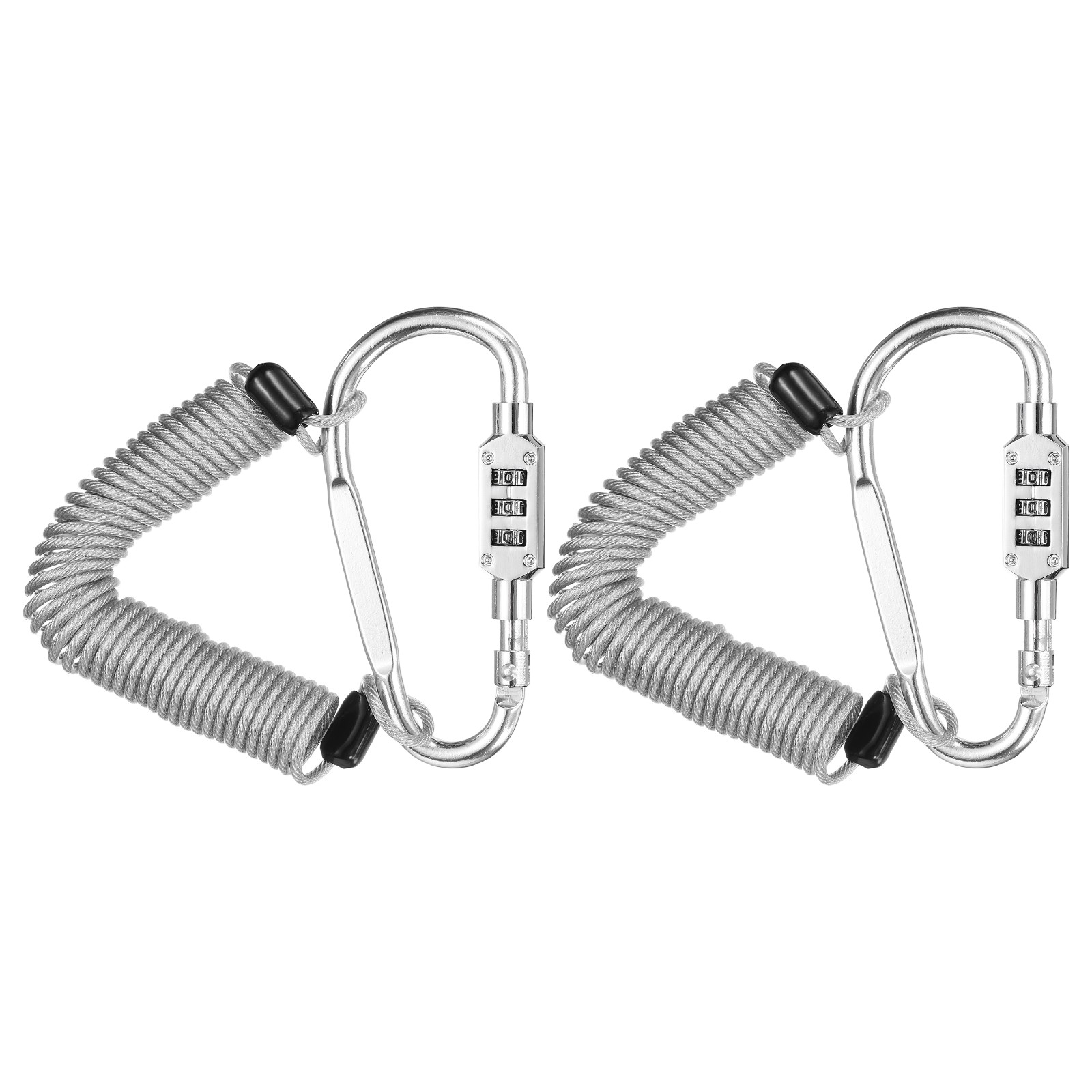 2 Set 8.2Ft Cable Lock Steel Safety Cable with 3.8" Combination Lock Silver