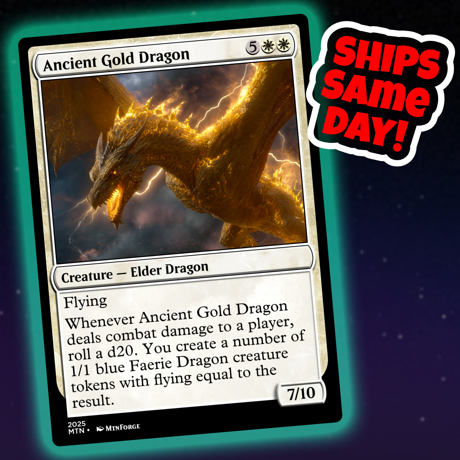 Ancient Gold Dragon - Custom Art Magic: The Gathering Playtest Card - Commander