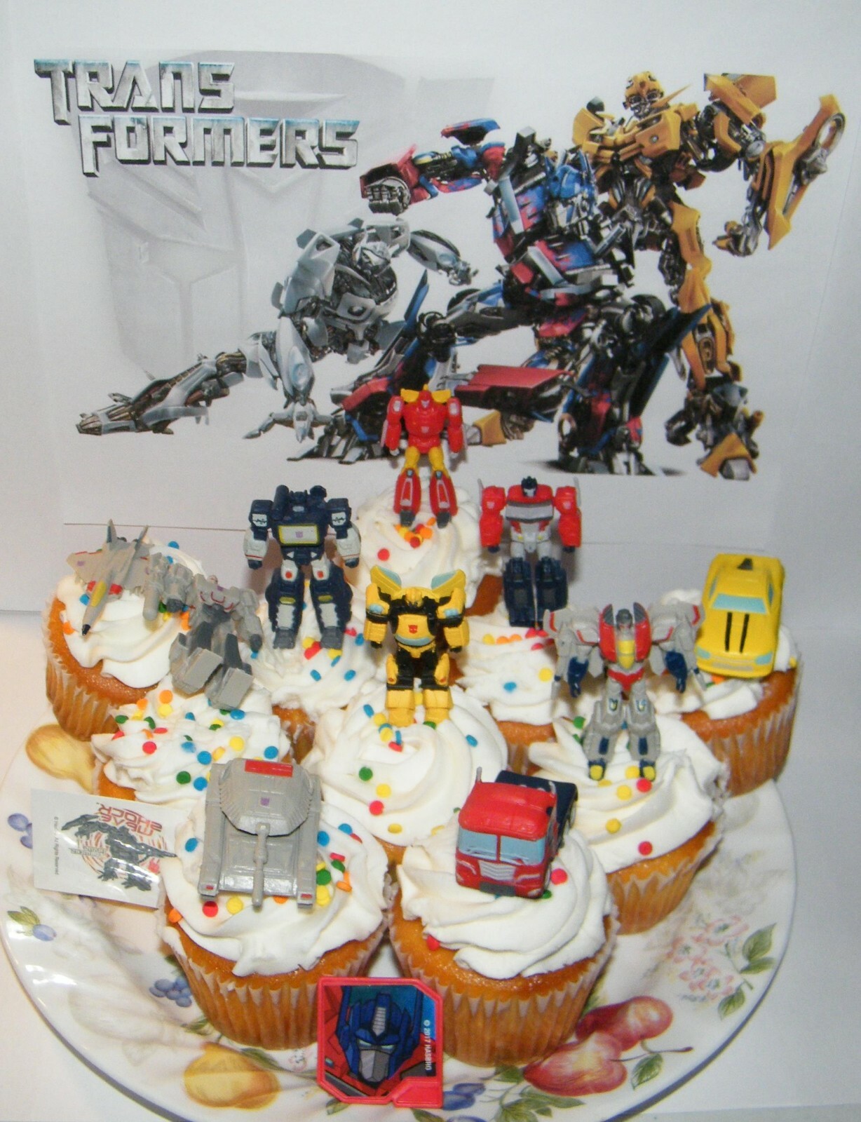 Transformers Cake Toppers  Set of 12 with 10 Figures / Vehicles, Tattoo and Ring
