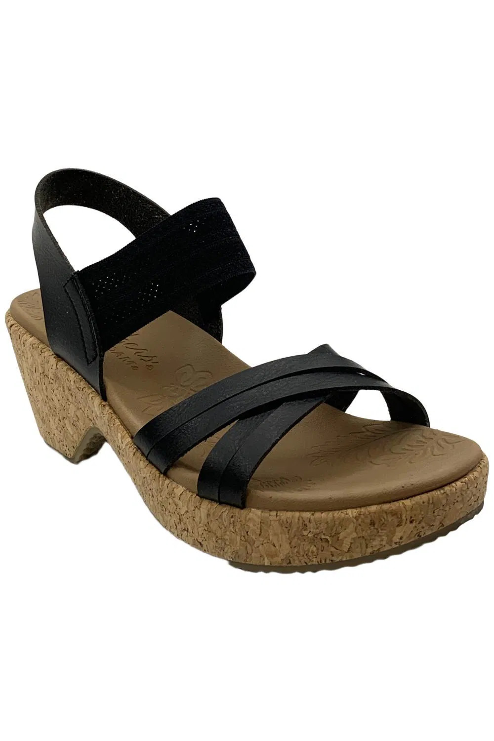Skechers Women's Cali Brystol Vegan Slingback Wedge Sandals Night Blk