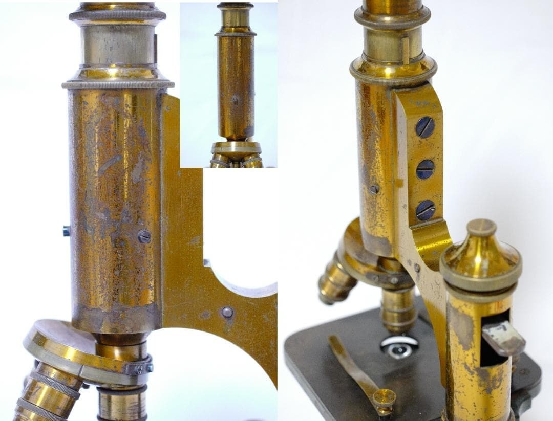 Antique E. Messter Universal Bacterial Microscope 1880s Quick Lift Patent