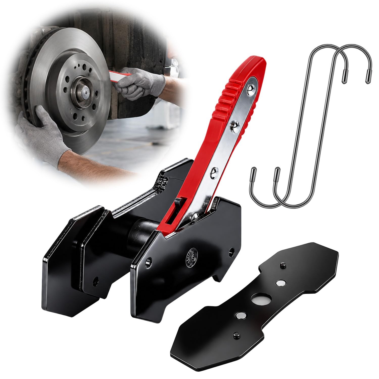 Brake Caliper Compression Tool, 360° Adjustable Ratcheting Universal, Black