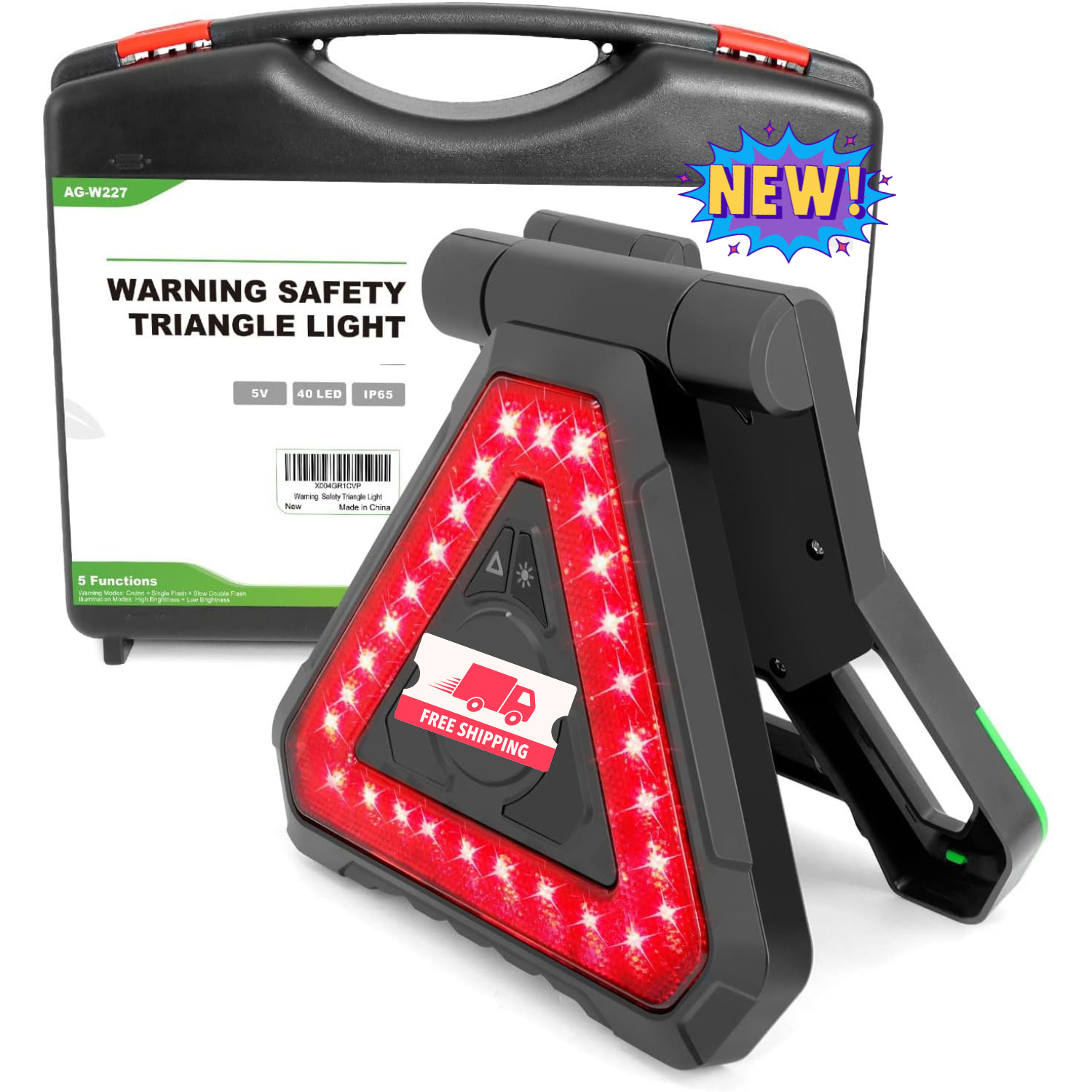 Luces triangulares de emergencia recargables por USB-C, luz LED intermitente por