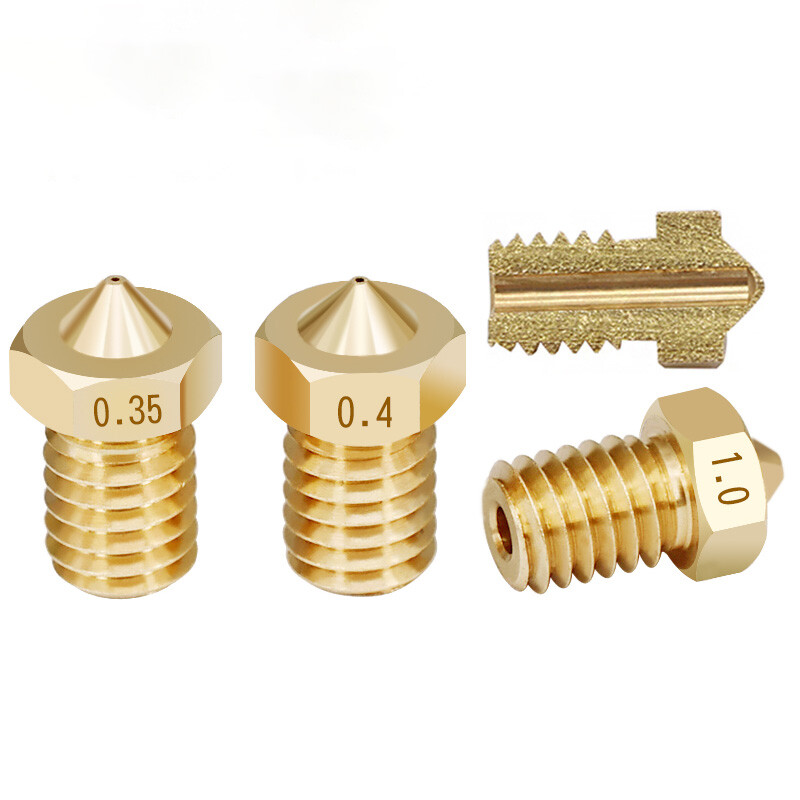 0.2-1.0mm 3D Printer Nozzle Brass Extruder E3D V5 V6 M6 -1.75 /3mm Compatible