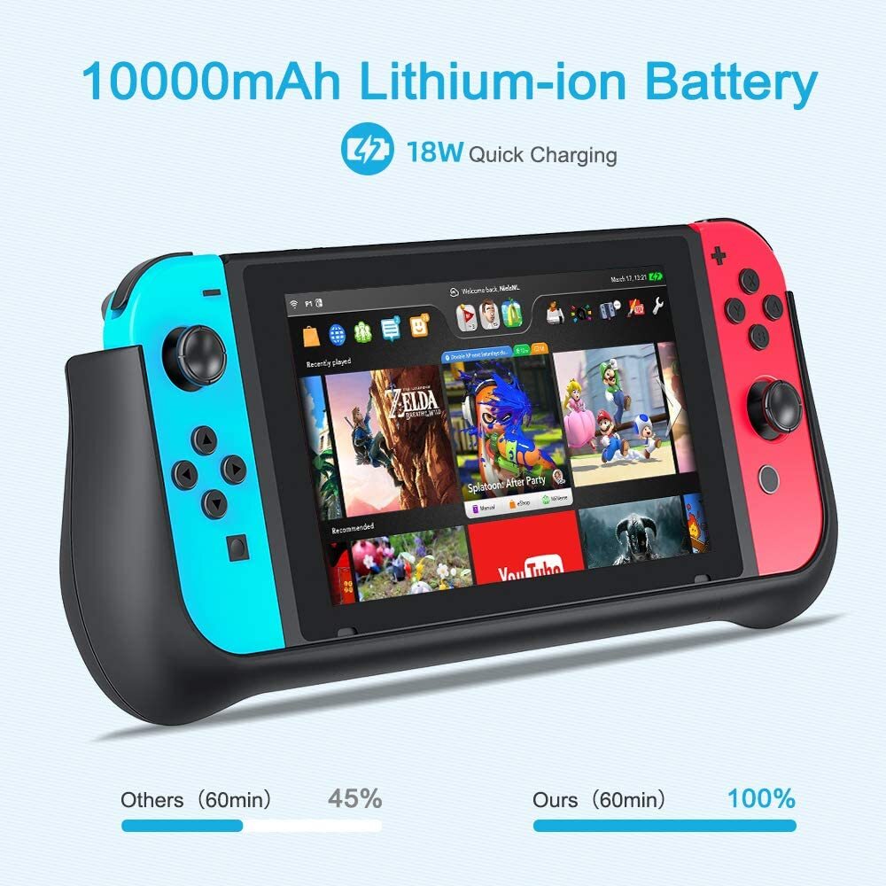 10000mAh External Battery Station for Nintendo Switch/Switch OLED Charger Case