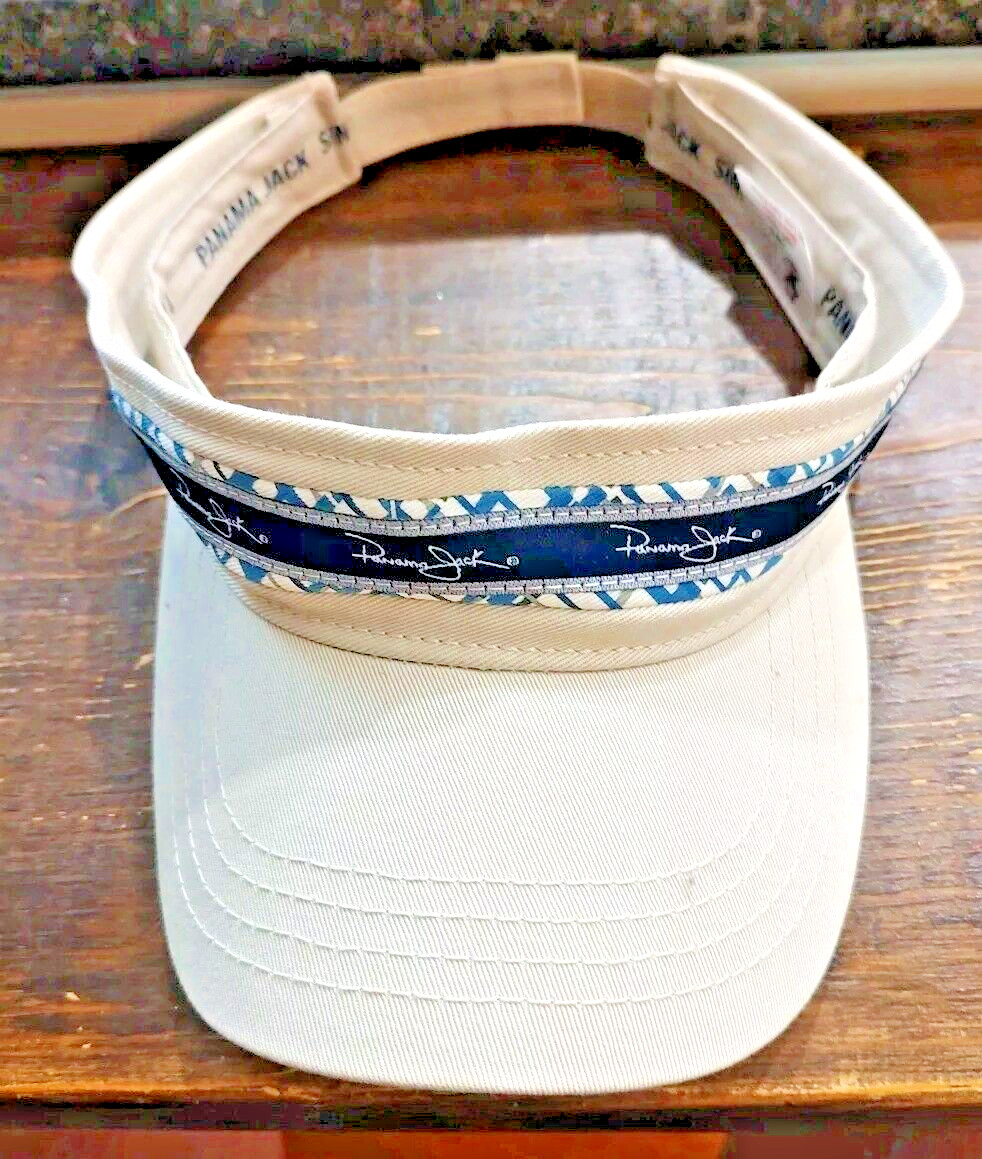 PANAMA JACK Visor Beige Golf Tennis Adjustable Hook & Loop Strap