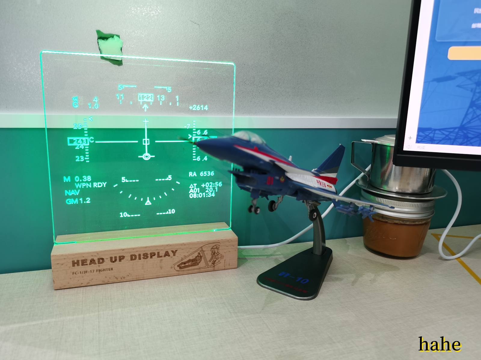 Fighter Jet HUD Diffractive Flat Display Table Lamp JF-17 Fighter Night Light