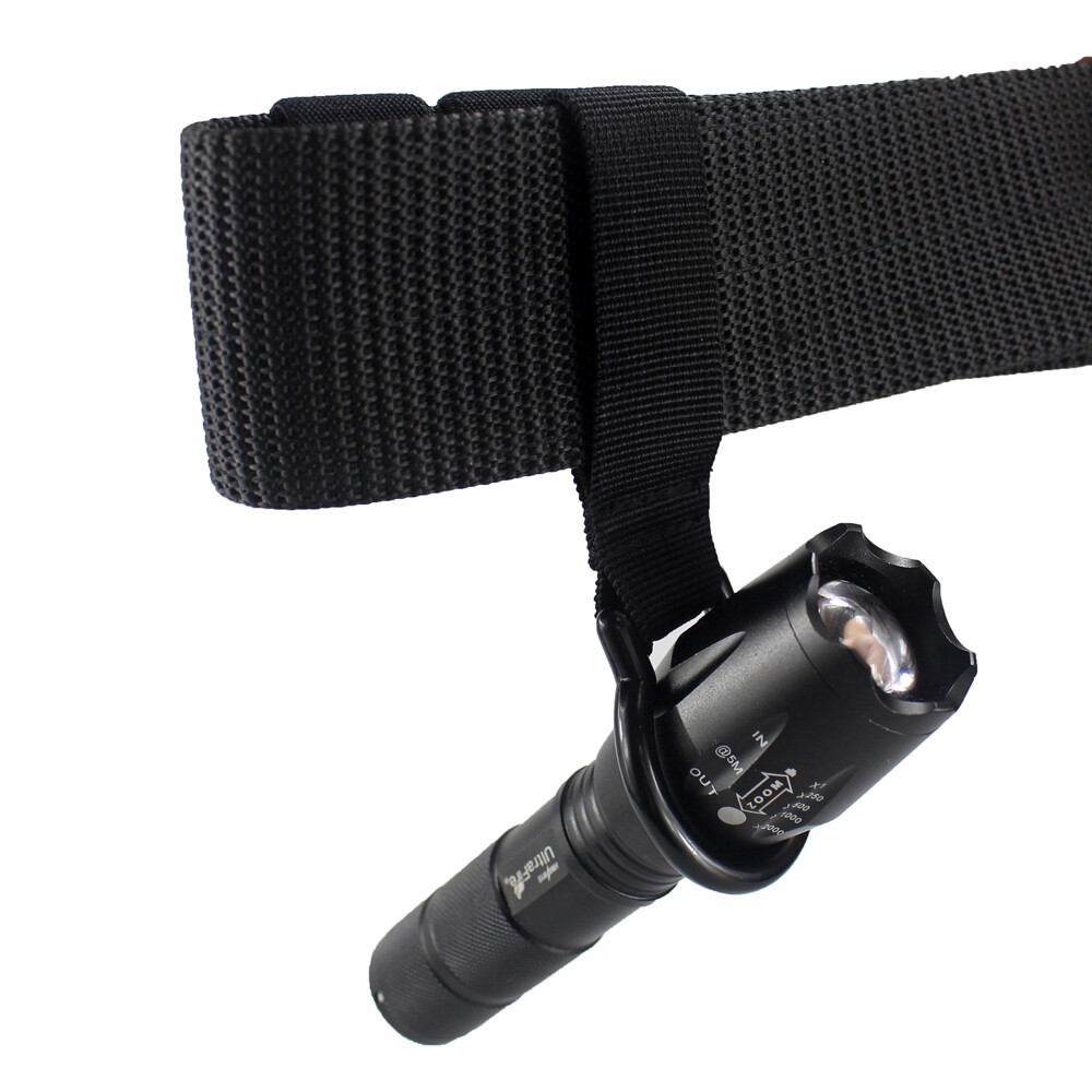 Tactical Flashlight Pouch 2.25" Duty Belt Slide-On Ring Holder Black Metal Ring