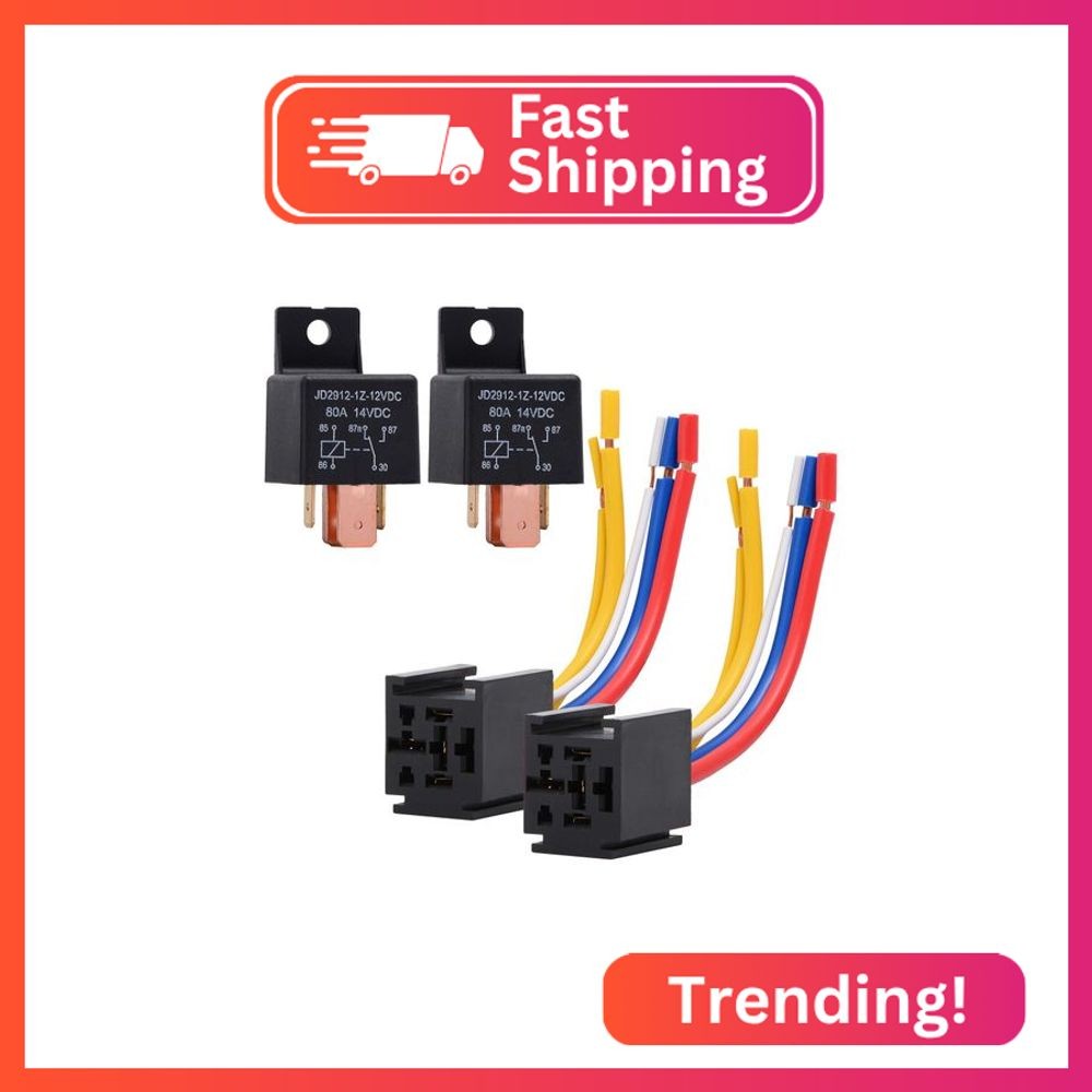 EHDIS 2 Packs Car Relay with Harness Truck Motor Heavy Duty 5-Pin 80A 12V Relay