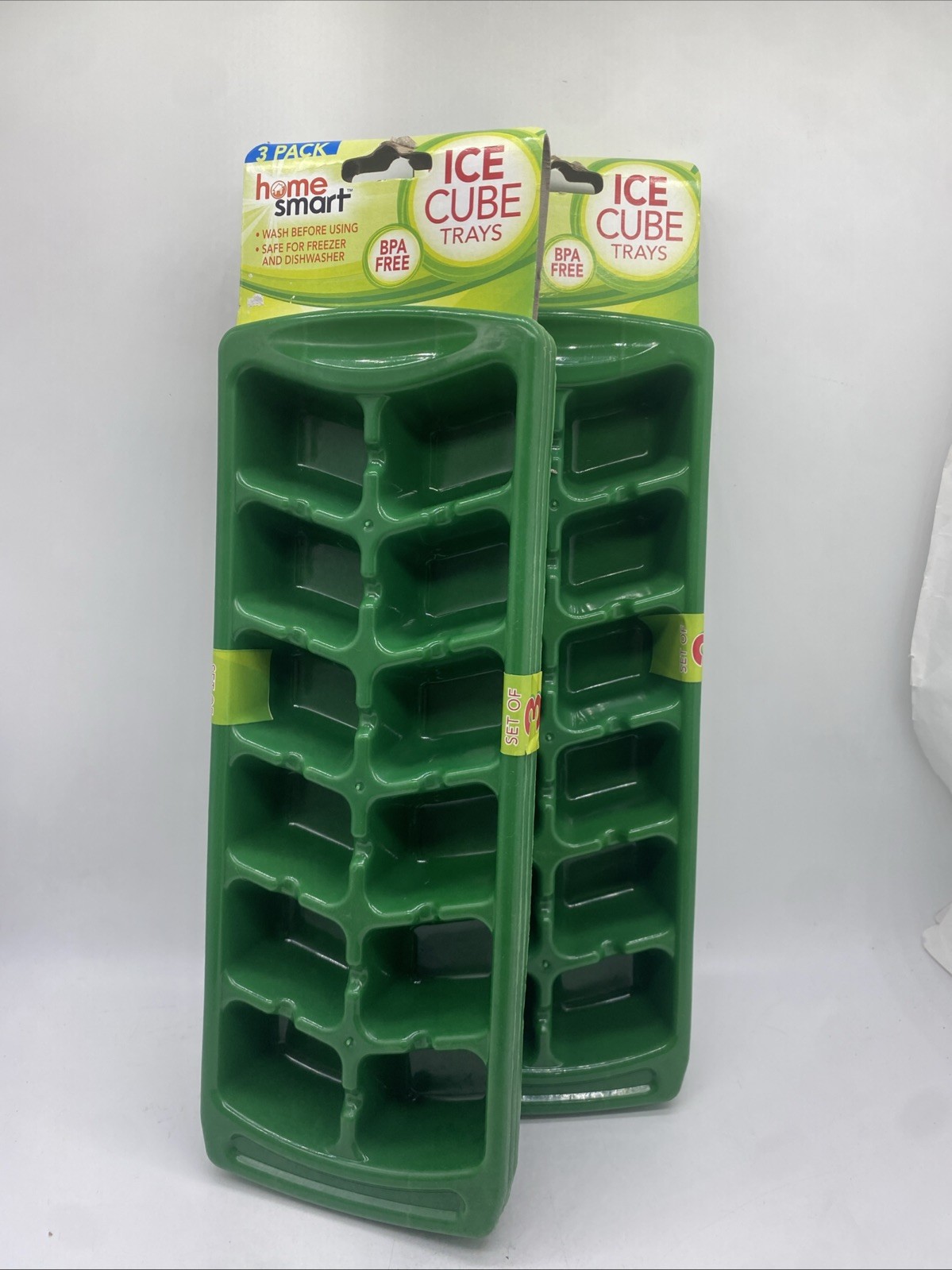Home Smart - 2 Pck Green Ice Cube Trays - BPA FREE - Set Of 3 Per Pack
