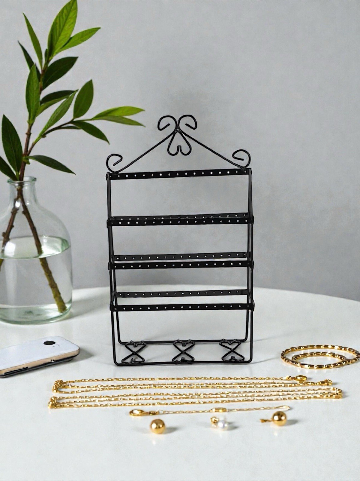 Double side Earring&Necklaces Holder Stand. Hold 56 Pairs Of Earrings, 10 Chains