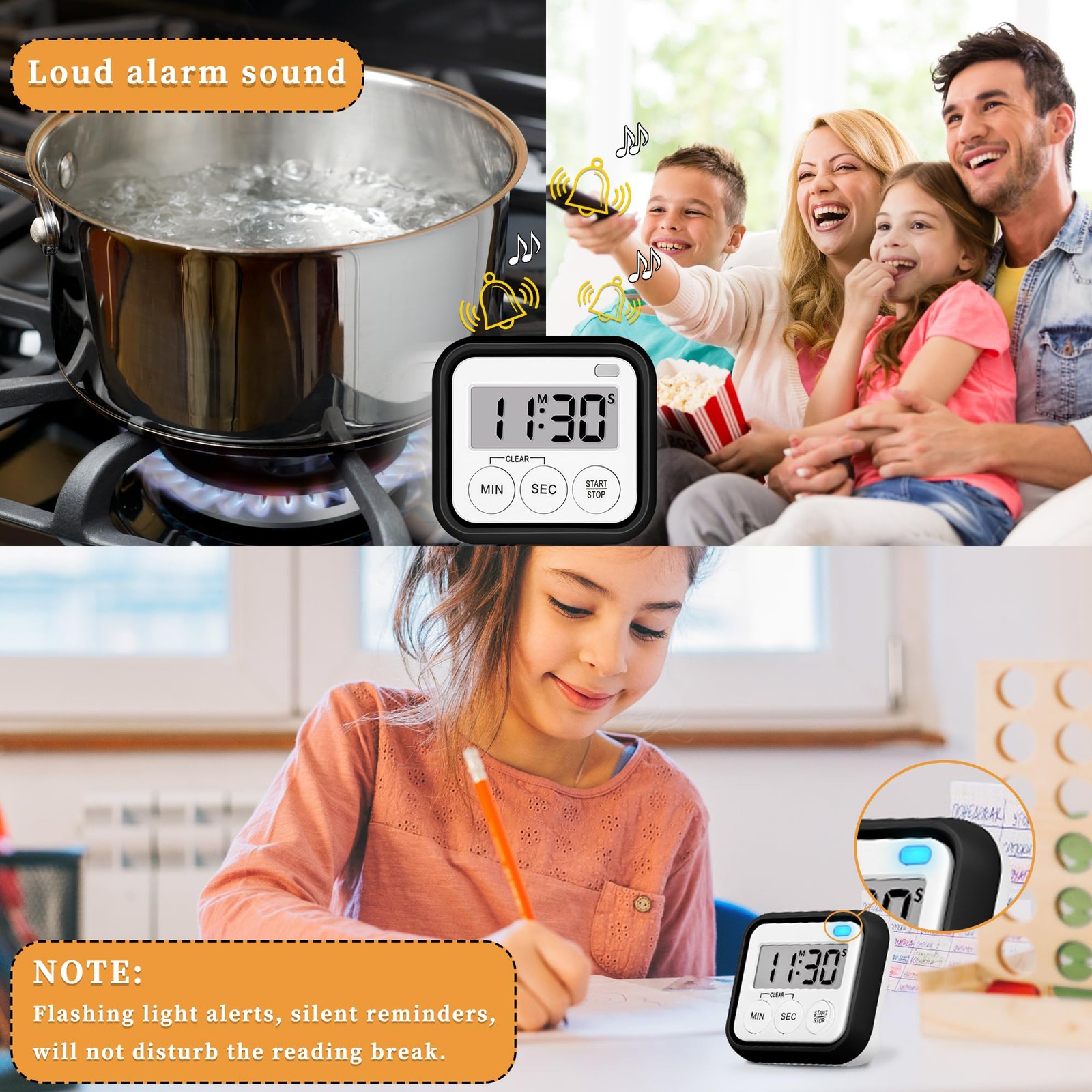 Timer, Kitchen Timers for Cooking Classroom Timer for Kids Teachers Magnetic ...