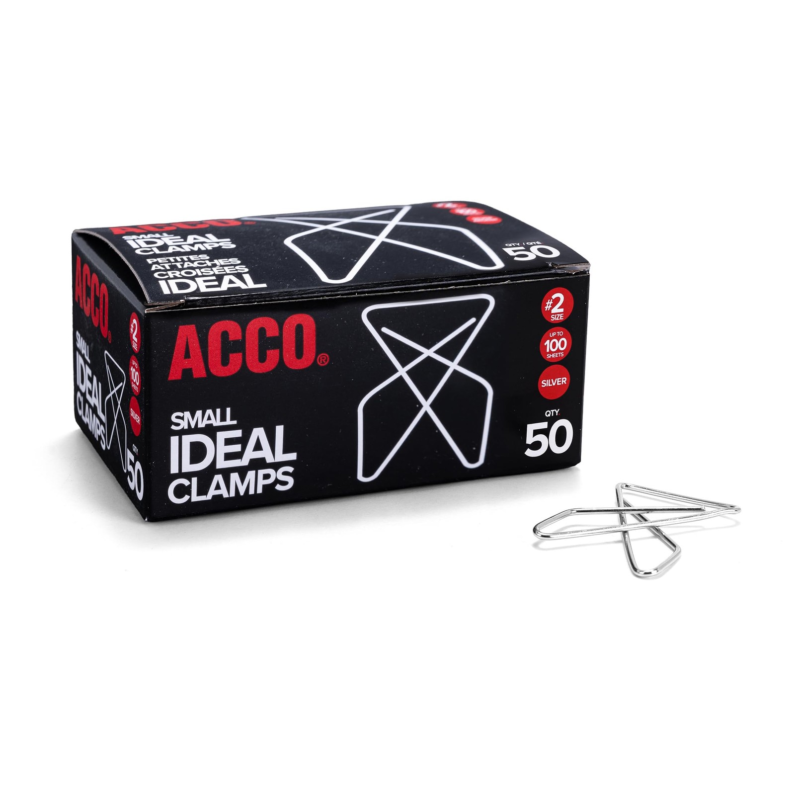 ACCO Ideal Butterfly Paper Clamps, Steel Wire, 50 Count (Pack of 1), Silver
