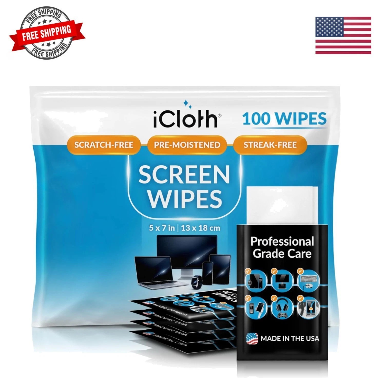 Large Screen Cleaning Wipes for Electronics, Lint-Free and Streak-Free, Fast-...