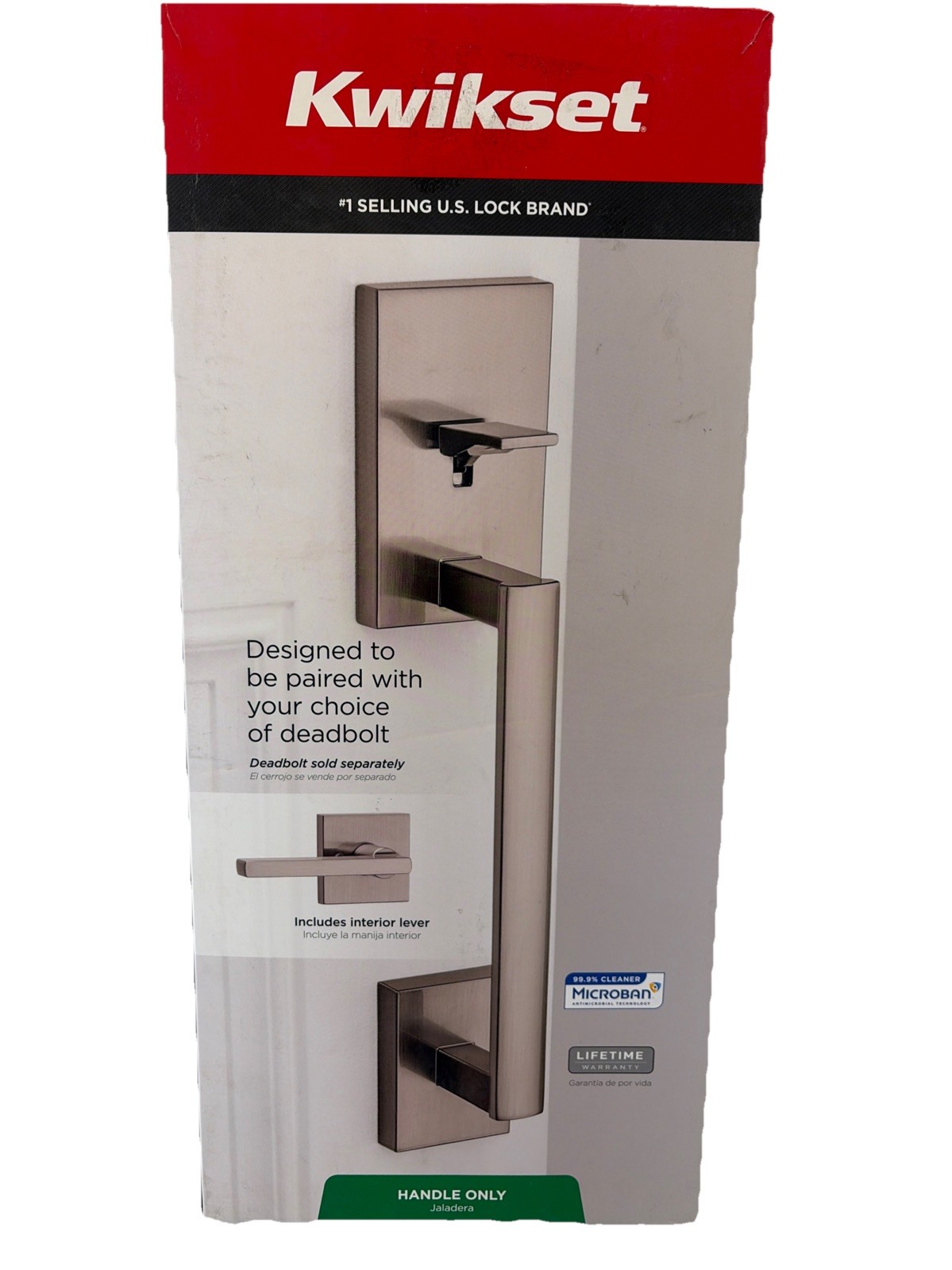 Kwikset San Clemente Satin Nickel Handleset with Halifax Square Lever 98150-012