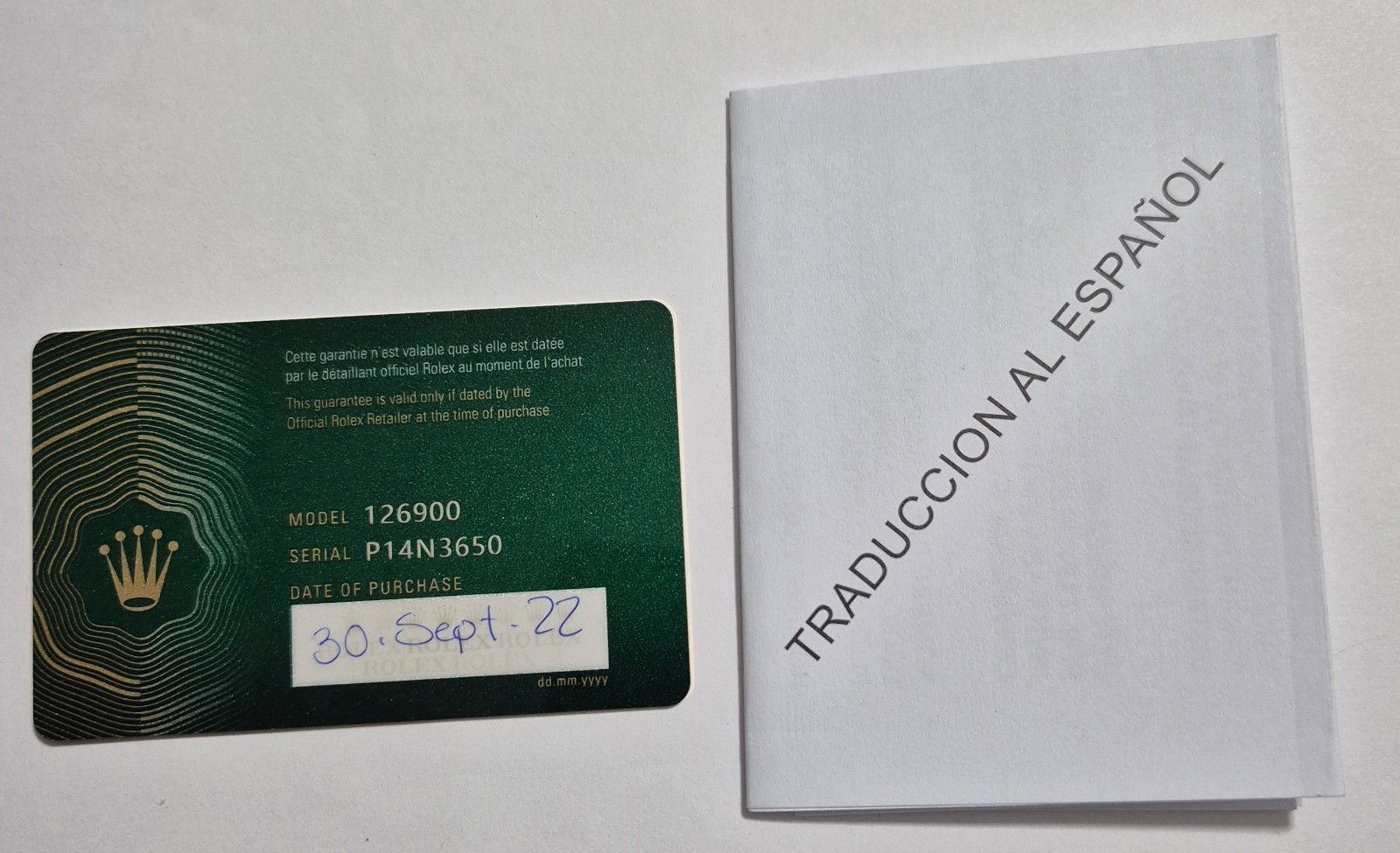 Original R0LEX AIR KING Guarantee Certificat Garantie Card