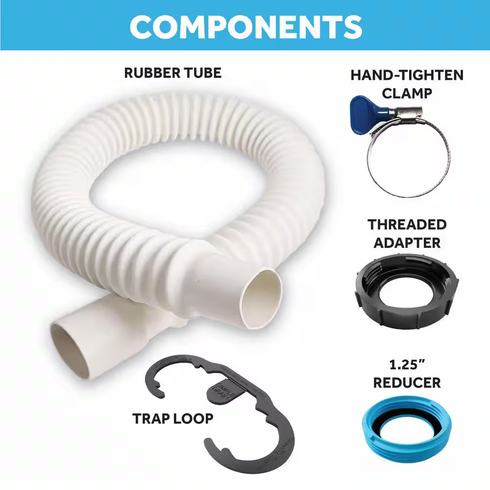 1.25 In. Rubber Threaded P-Trap Bathroom Single Sink Drain Kit