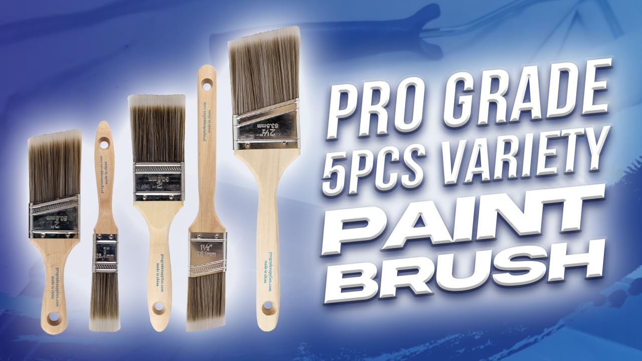 Paint Brushes, 5-Piece Paint Brush Set: Flat & Angle Brushes for Latex and Oi...