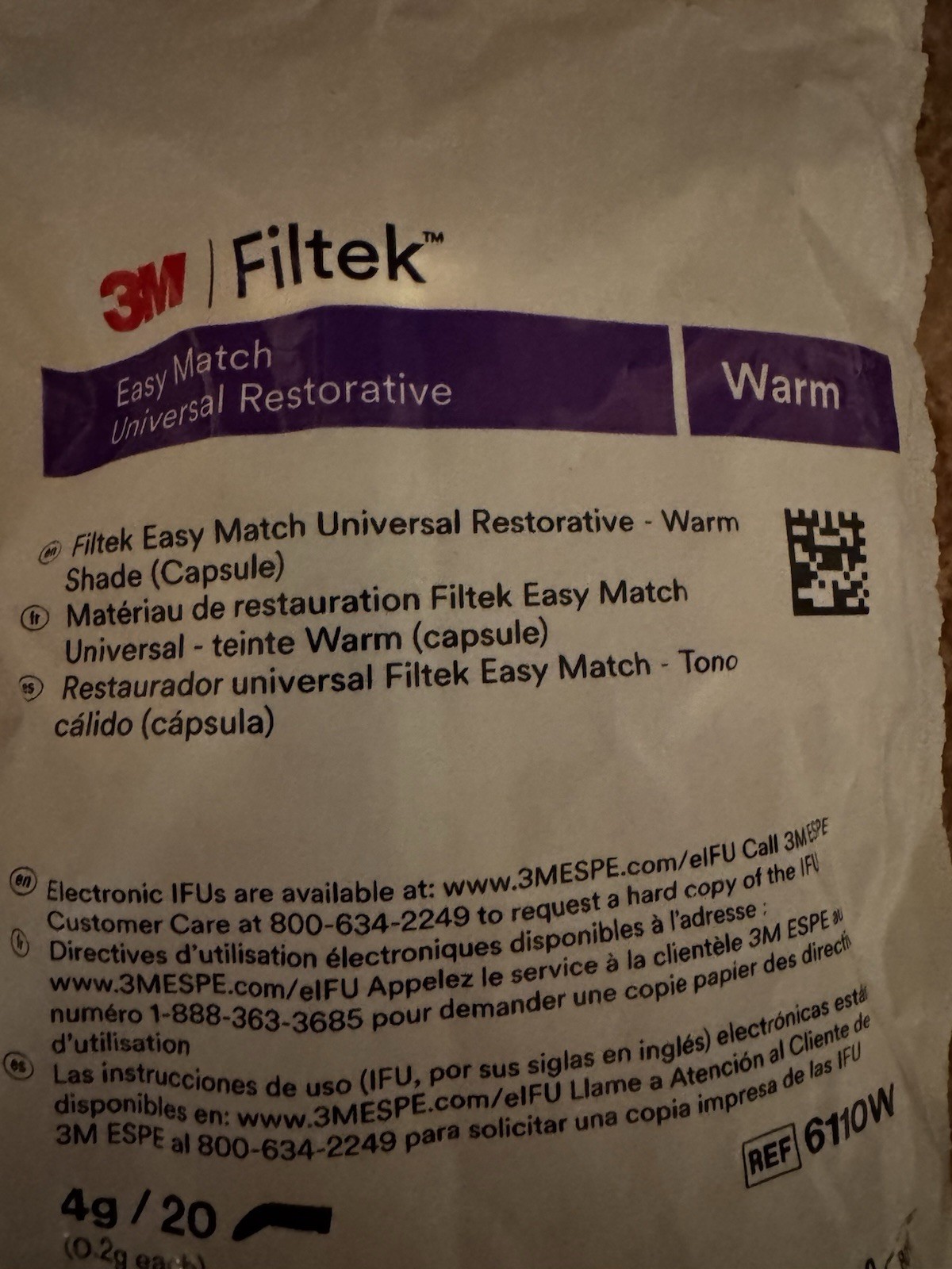 3M Filtek Easy Match Universal Restorative 4gm Capsule Warm USA