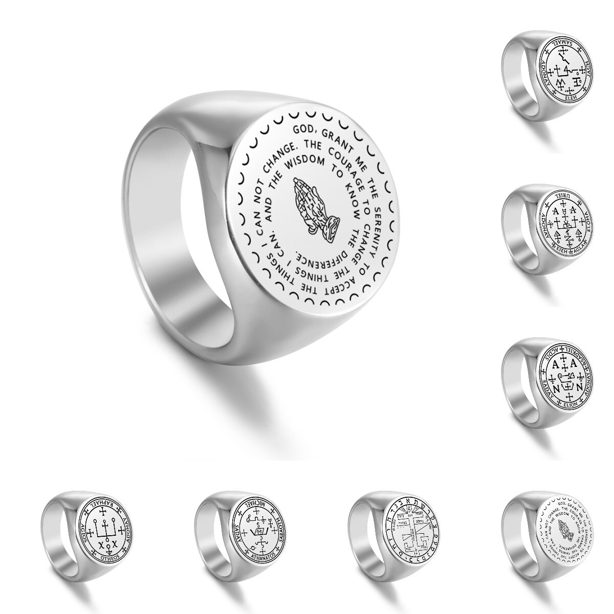 Seal of Seven Archangels Ring The Key of Solomon Stainless Steel Ring God Amulet