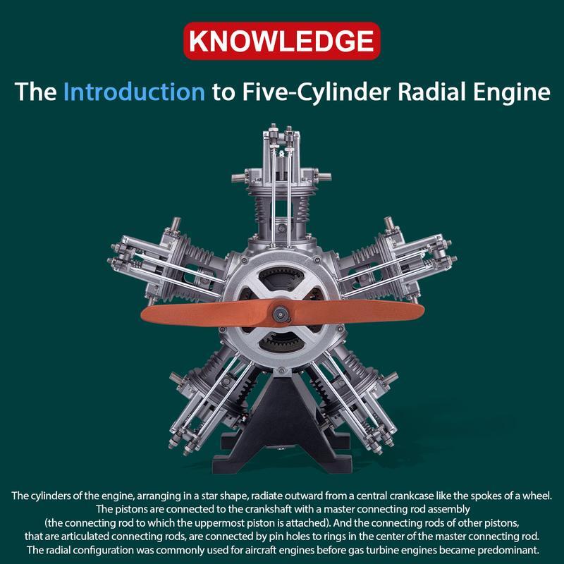 TECHING Five-Cylinder Radial Engine Plane Simulation Metal Machinery Electric