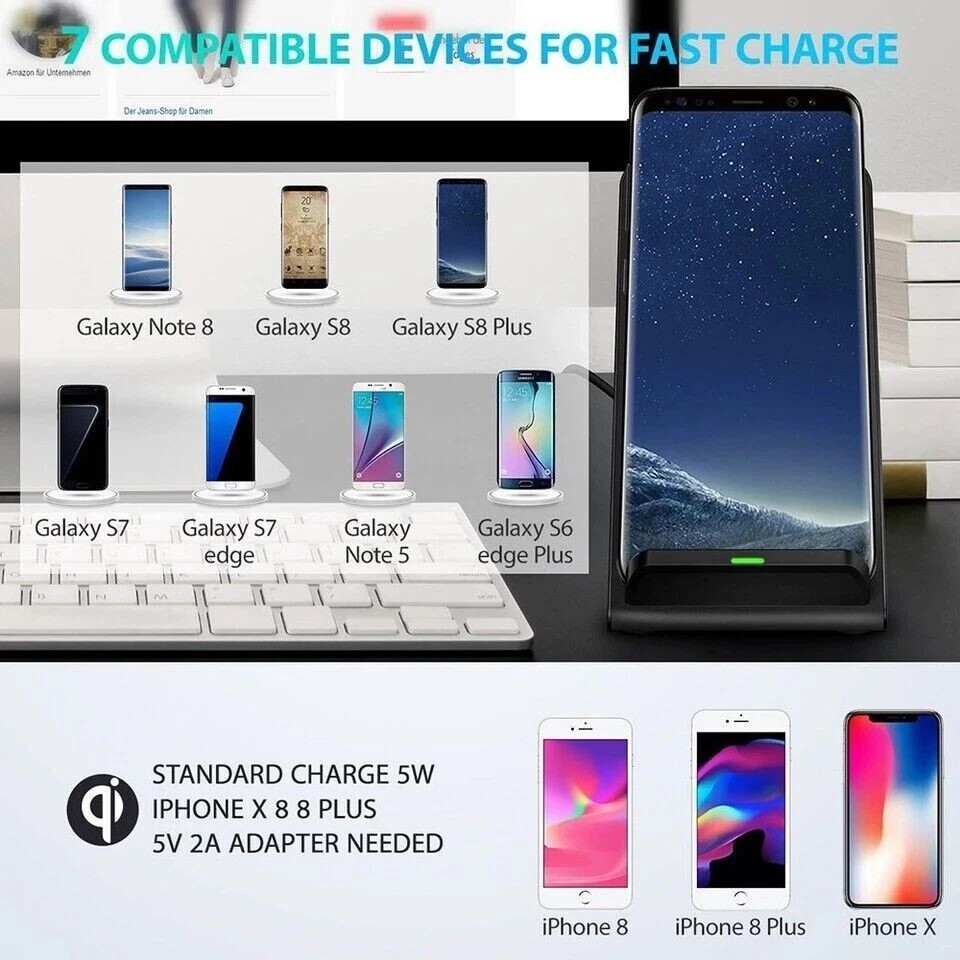 Wireless Fast Charger Charging Stand Dock For Samsung Galaxy iPhone Mobile