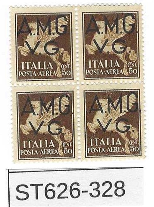 Italy- Venezia Postage Block of 4 Stamps 1946 AMG-VG 50 Cnt  S26-328