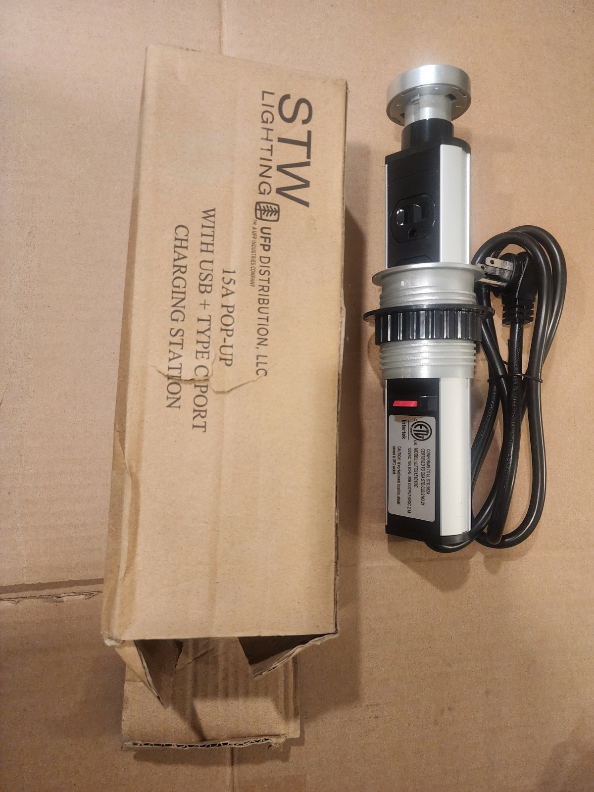 STW LIGHTING by UFP ILFCS15101-1 15A POP-UP CHARGING STATION w/CORD