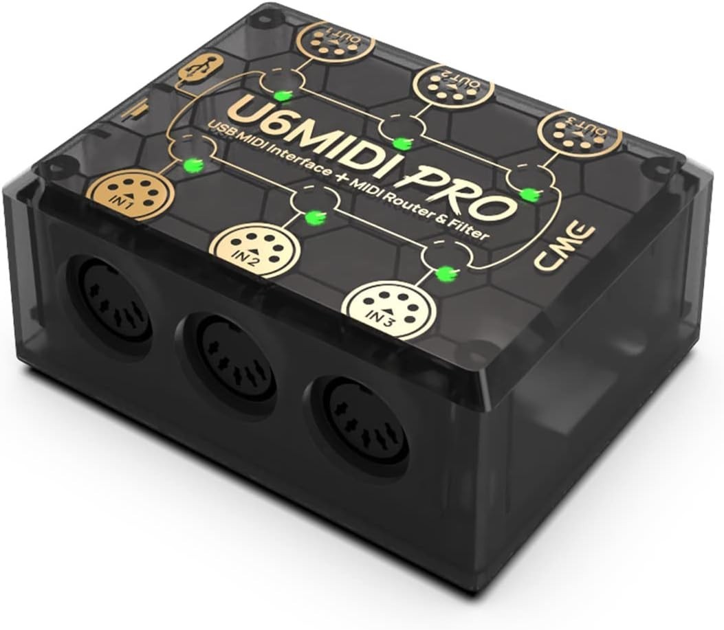 Professional USB-C MIDI Interface with 3-in-3-out Capability - Compact Design
