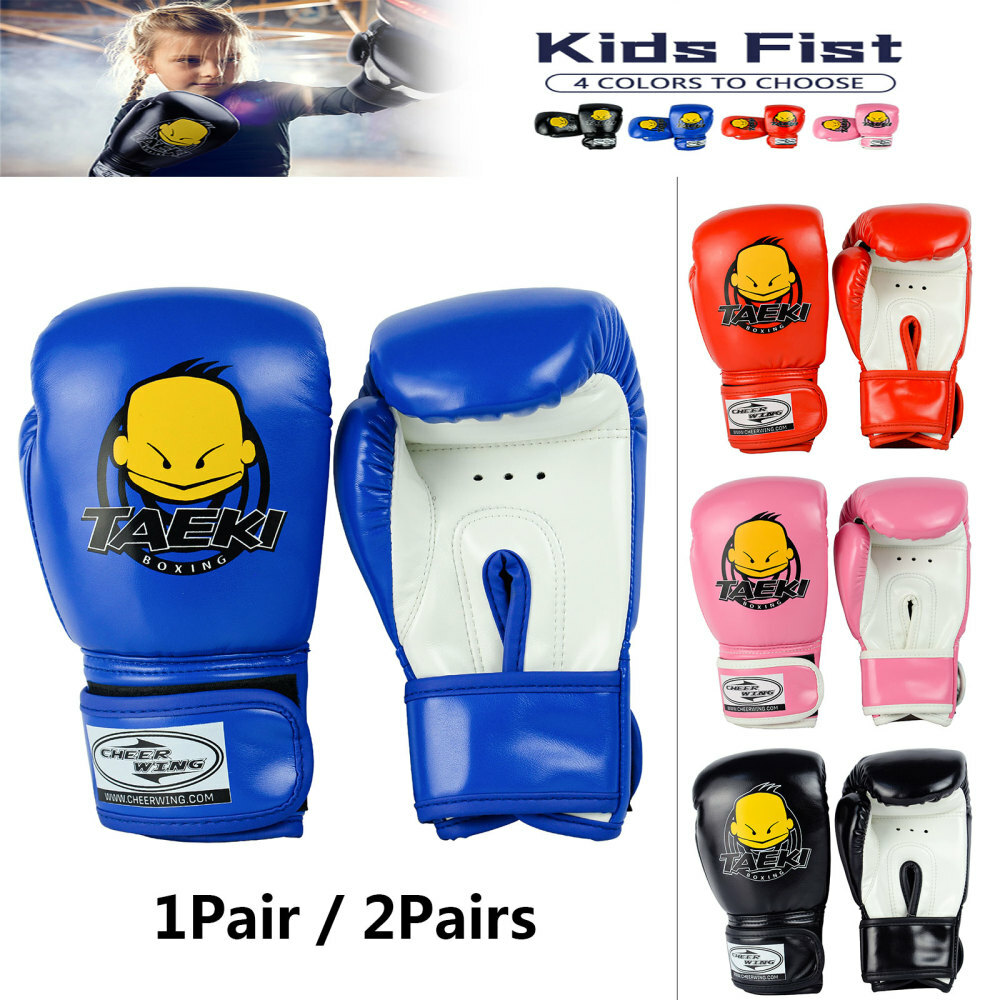 4oz PU Boxing Gloves Kids Cartoon MMA Training Muay Thai Sparring Punching Bag