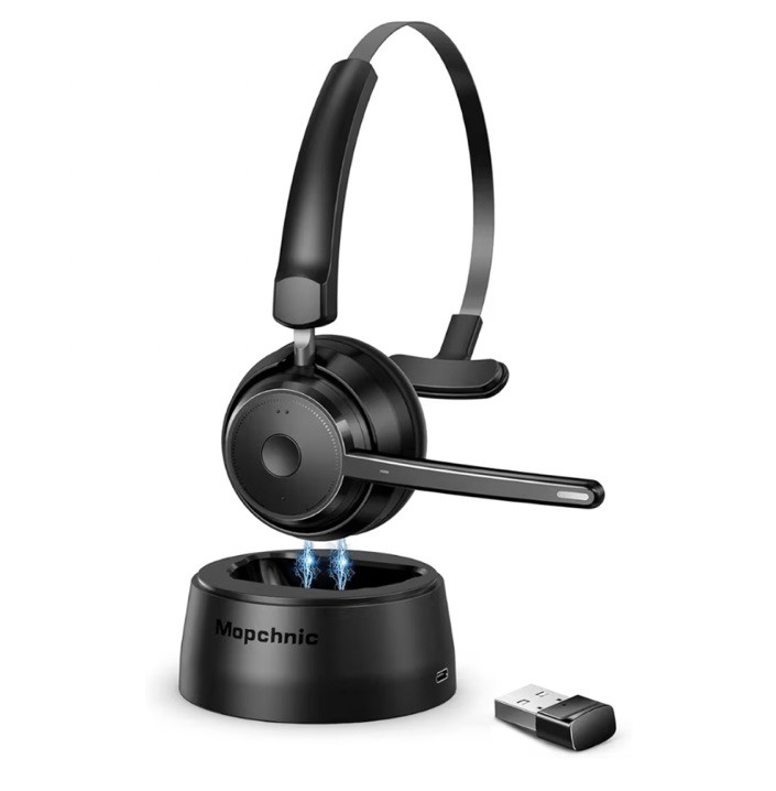 Mopchnic Bluetooth Headset, Wireless Headset with Al Noise-Canceling Microphone