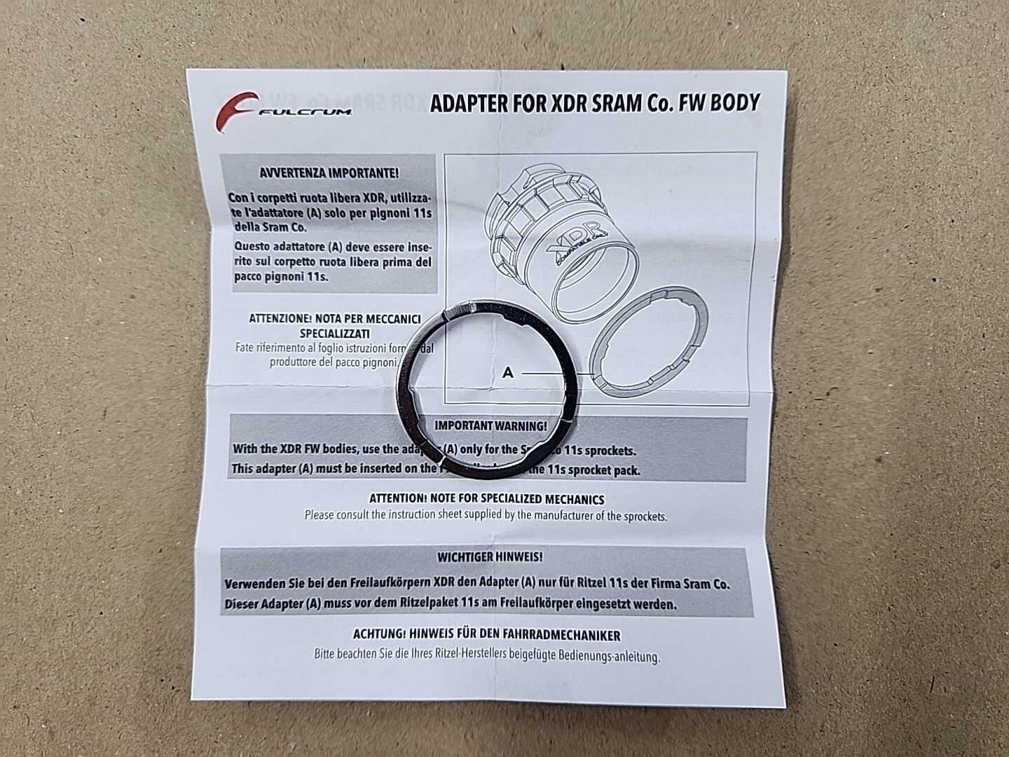 Adapter For XDR Sram FW Body 1.85