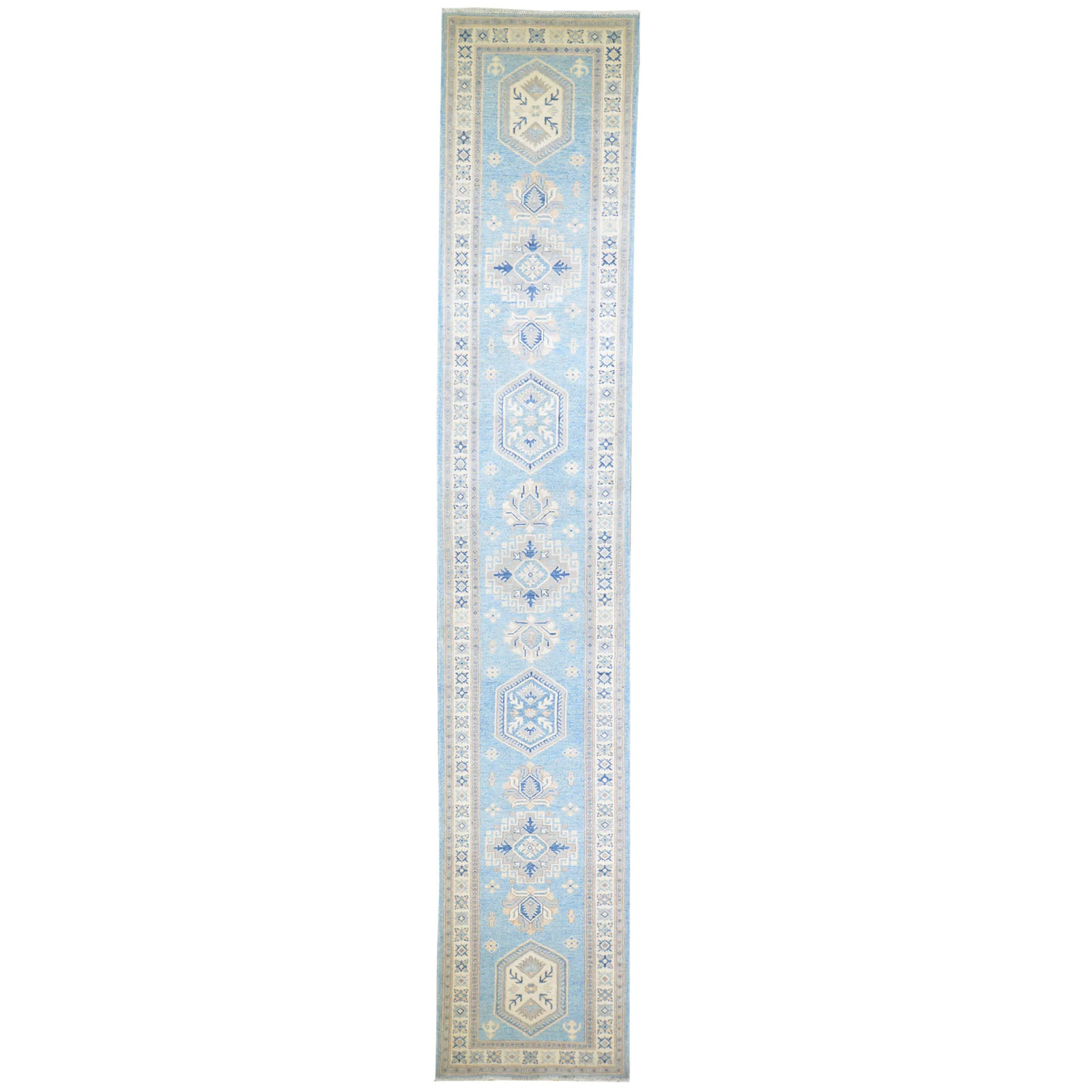 Hand-Knotted Vintage look Kazak Design Handmade Wool Rug (Size 2.8 X 14.3) Cwral