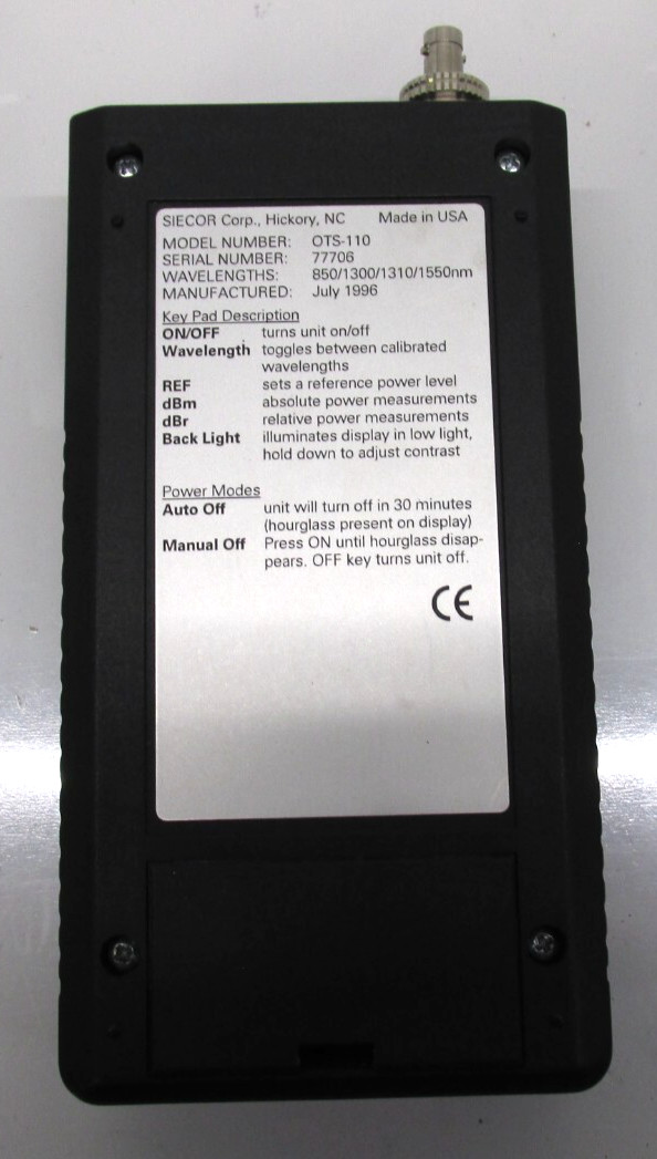 Siecor Corporation OTS-100 Optical Power Meter (Light Source)(PARTS ONLY!!!) BR.