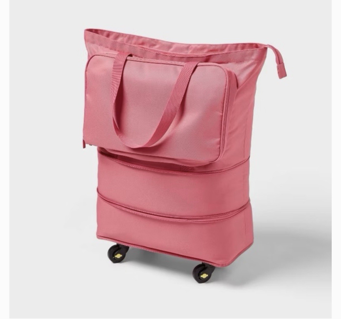 Brightroom Collapsible Rolling Tote Soot Bag, pink