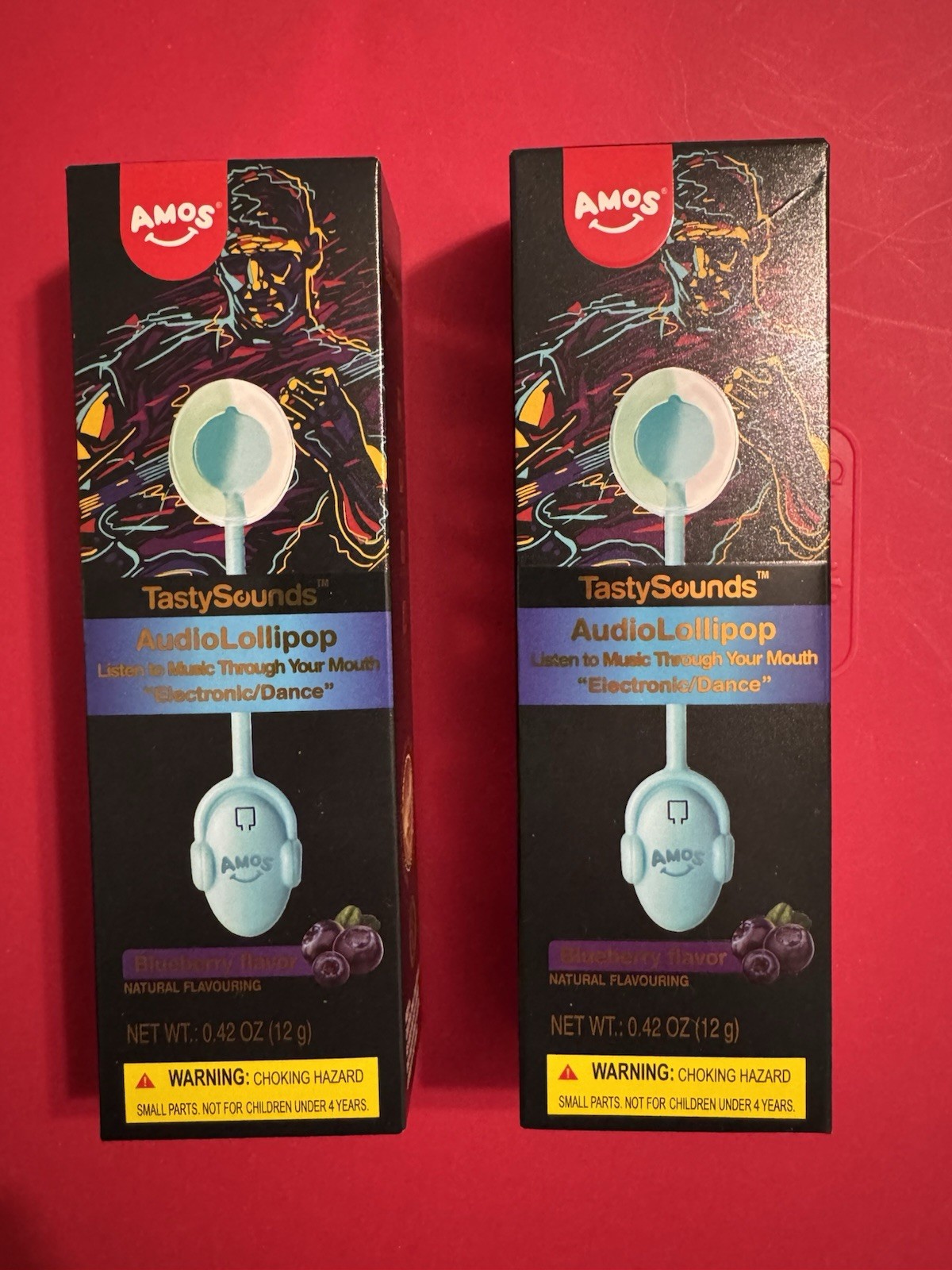 Amos TASTY SOUNDS Audio Lollipop Blueberry Dance Music Mouth 2/2027 Lot of 2