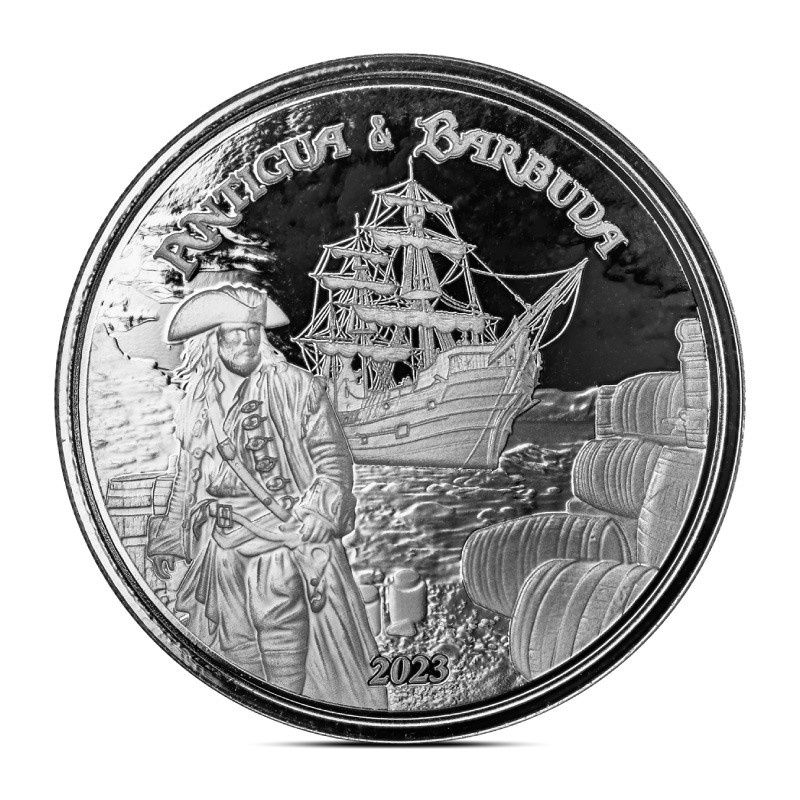 2023 1 oz Antigua & Barbuda Rum Runner Pirate Silver Coin (BU)