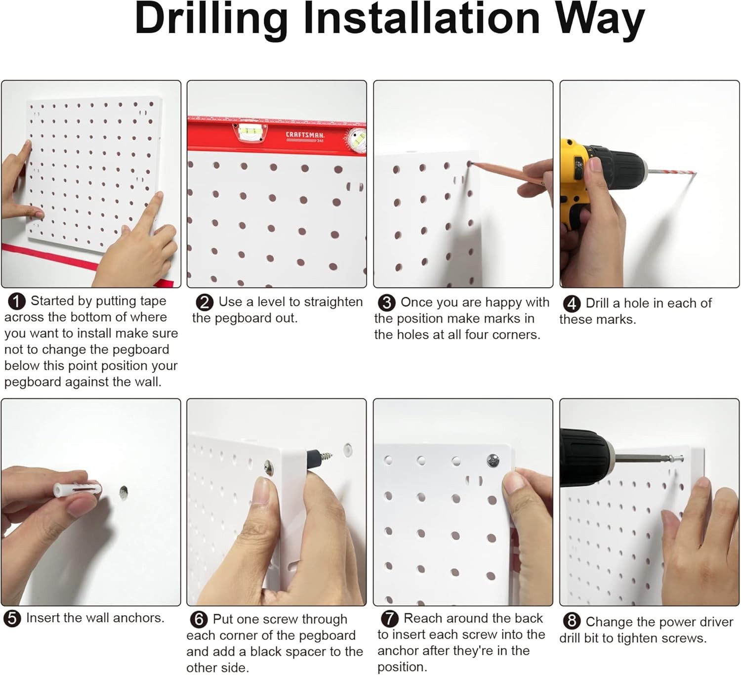 Pegboards, Pegboard Wall Organizer Panels, Peg Boards for Wall, Craft Room, K...