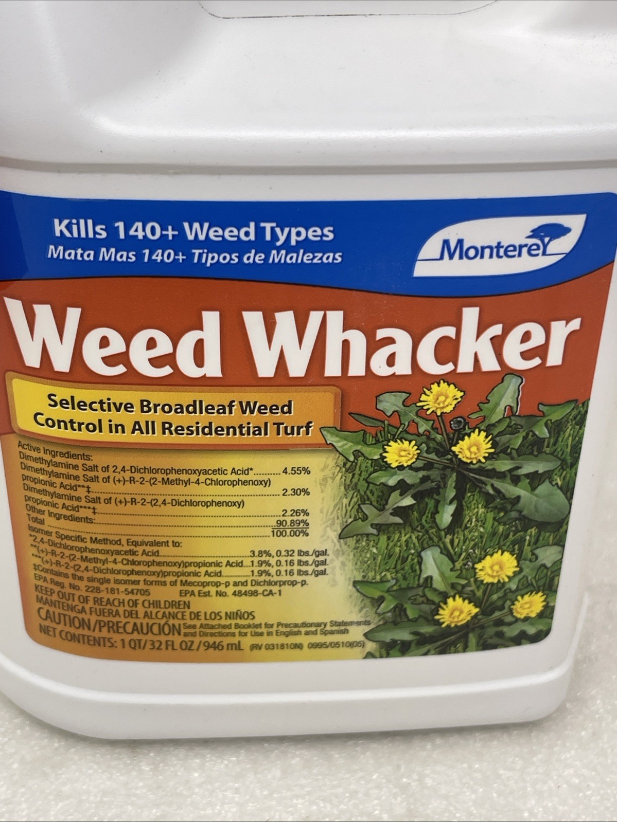 Monterey Weed Whacker Selective Broadleaf Weed Control Concentrate, 1 Qt (32 Oz)