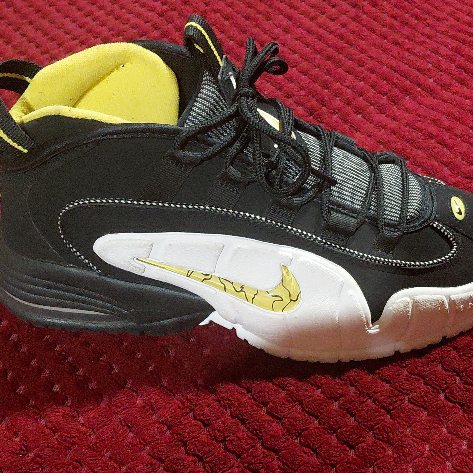 Nike Air Penny 1 Men's Black/White/Yellow Low Top Basketball Sneaker