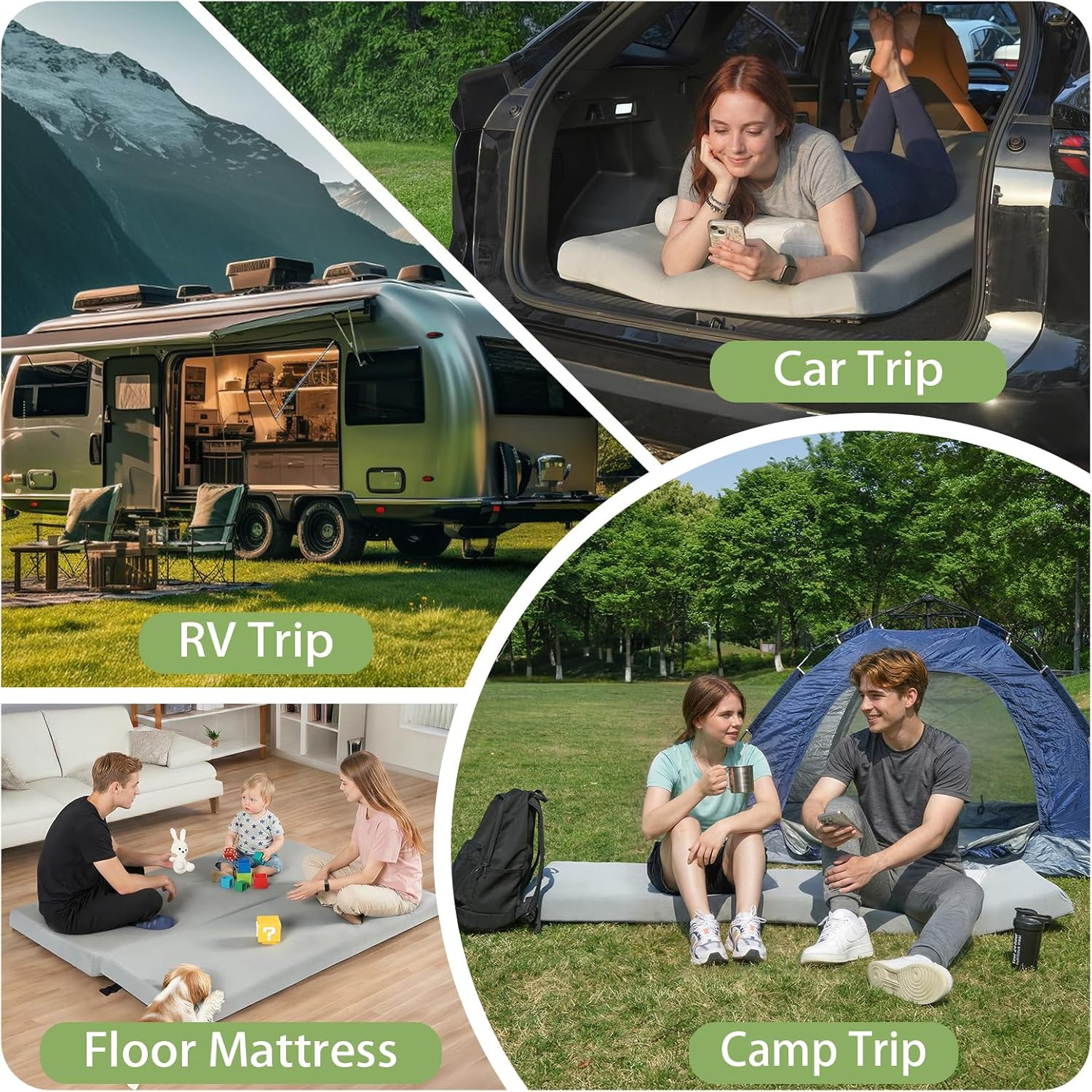 Extra Thick Supportive Foam Camping Mattress with Travel Bag | 3.5" Think