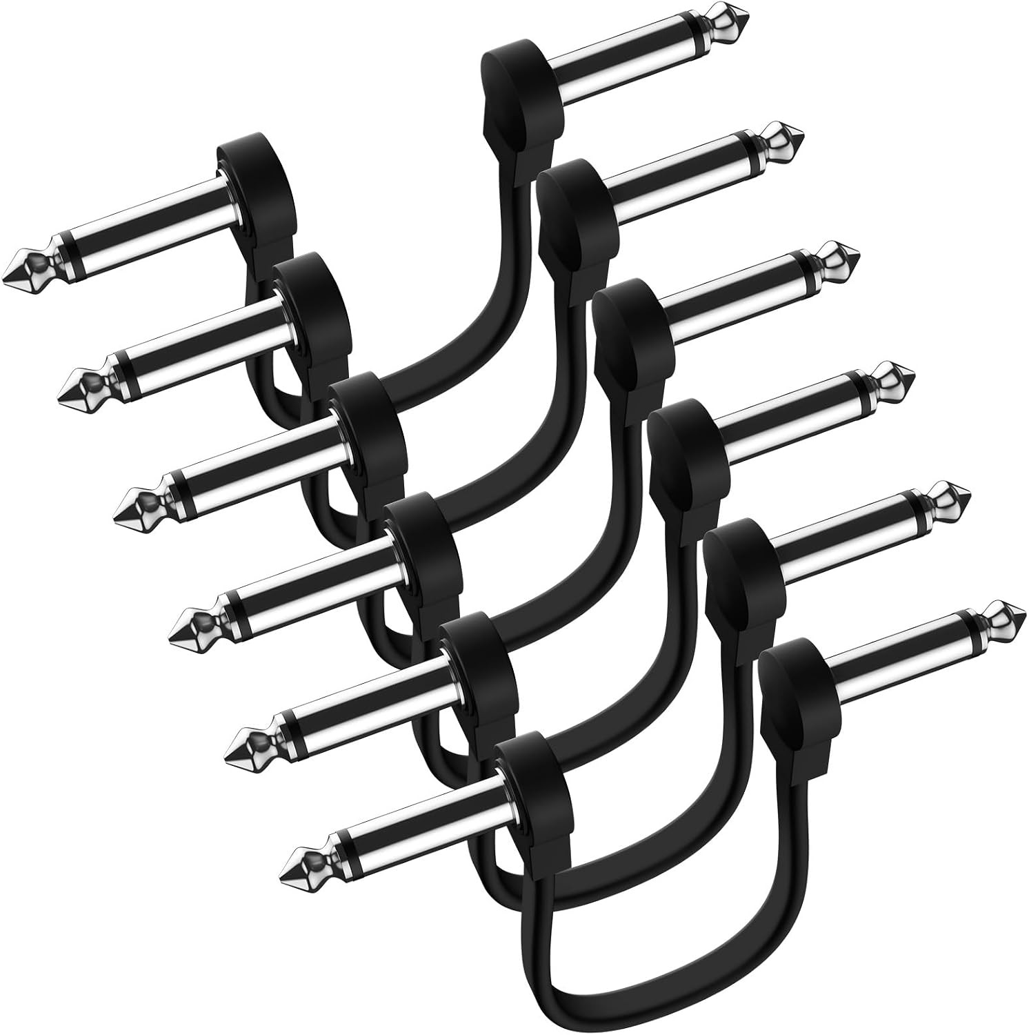 Premium 6 Pack 6 Inch Guitar Patch Cables, Low Profile, Noise Free | Right Angle